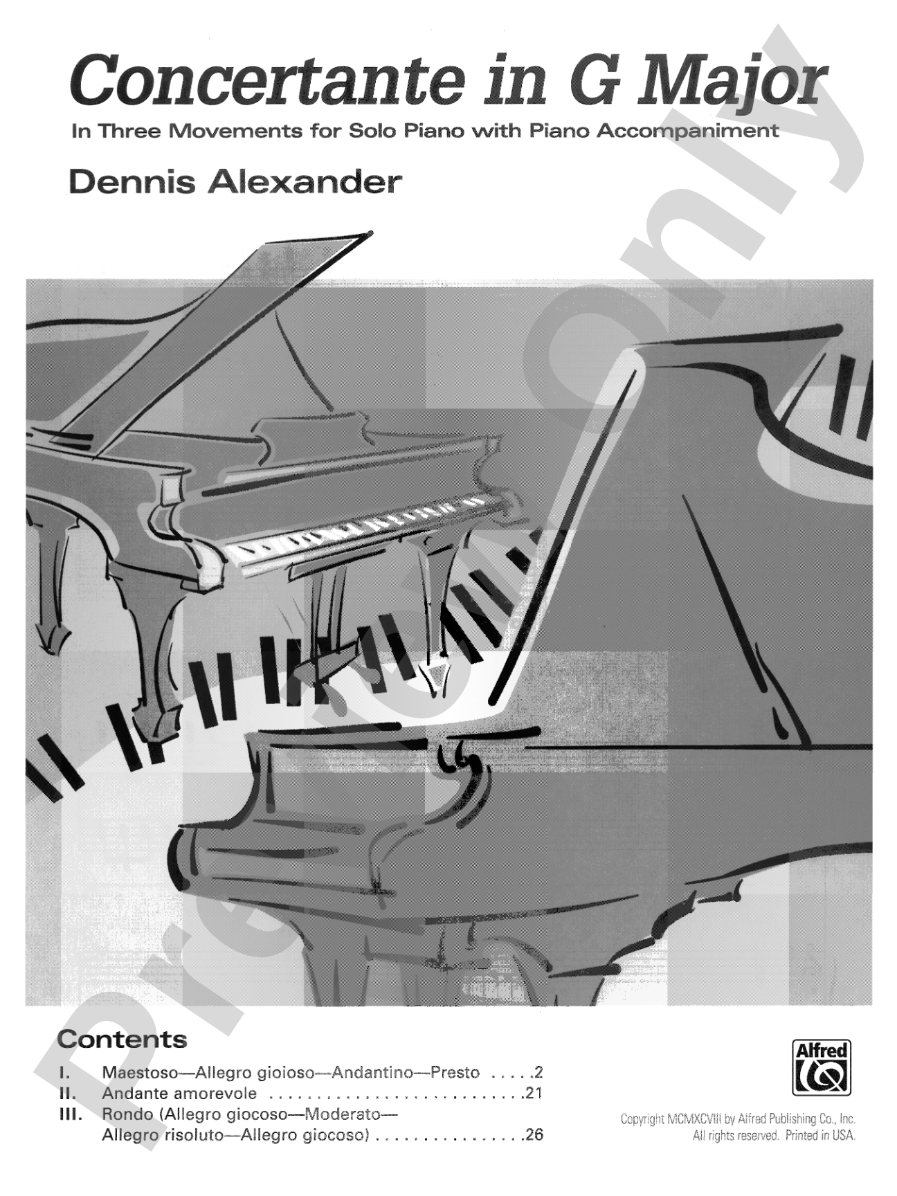 Concertante in G Major: In Three Movements for Solo Piano with Piano Accompaniment - Piano Duo (2 Pianos, 4 Hands): Piano Duets & Four Hands
