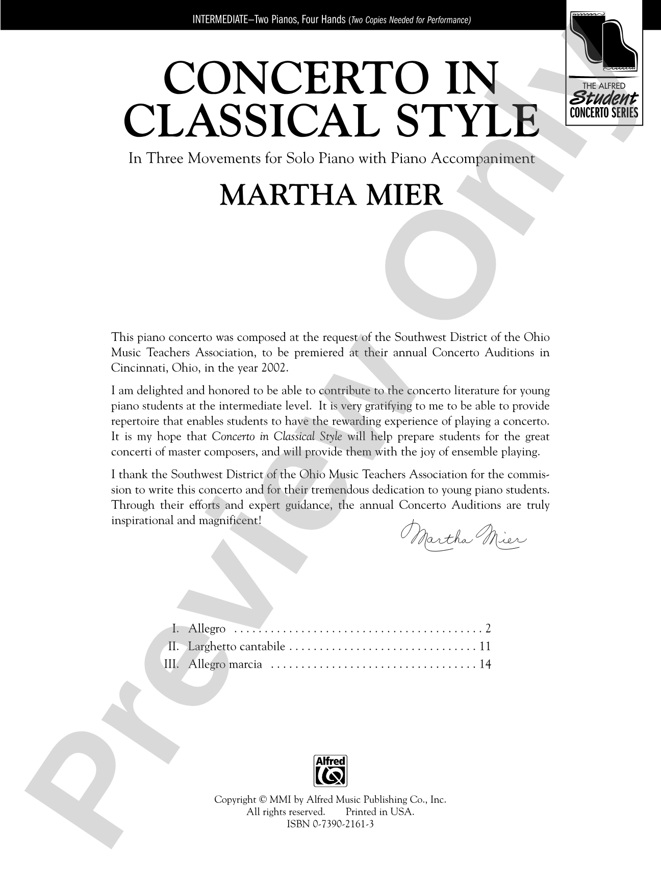 Concerto in Classical Style: In Three Movements for Solo Piano with Piano Accompaniment - Piano Duo (2 Pianos, 4 Hands): Piano Duets & Four Hands
