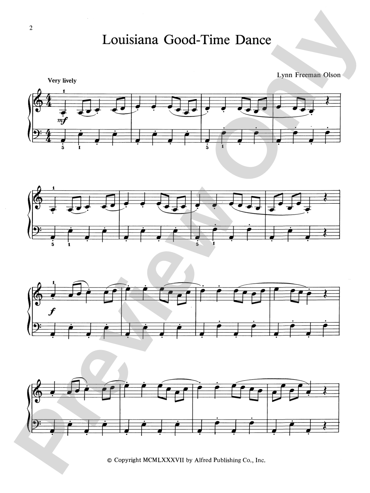 Louisiana Good-Time Dance: Piano