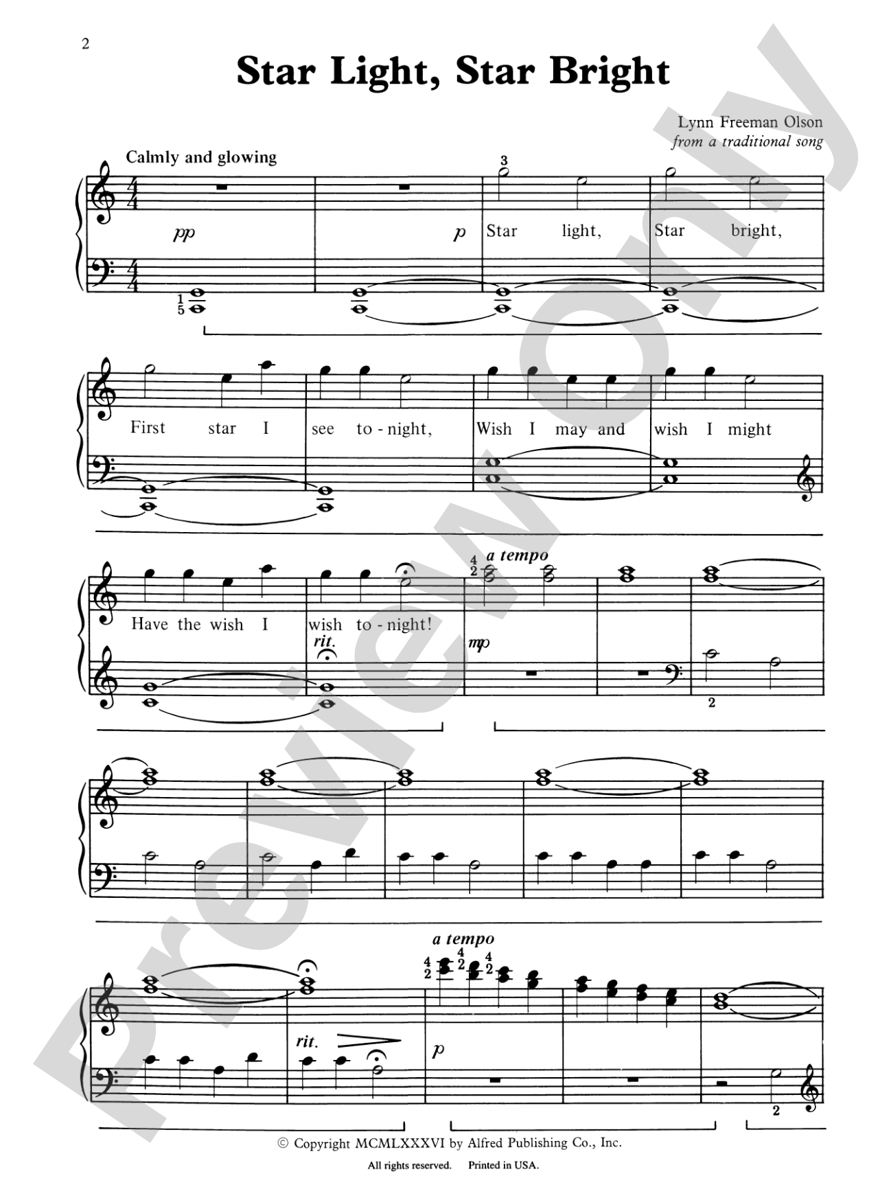 Star Light, Star Bright: Piano