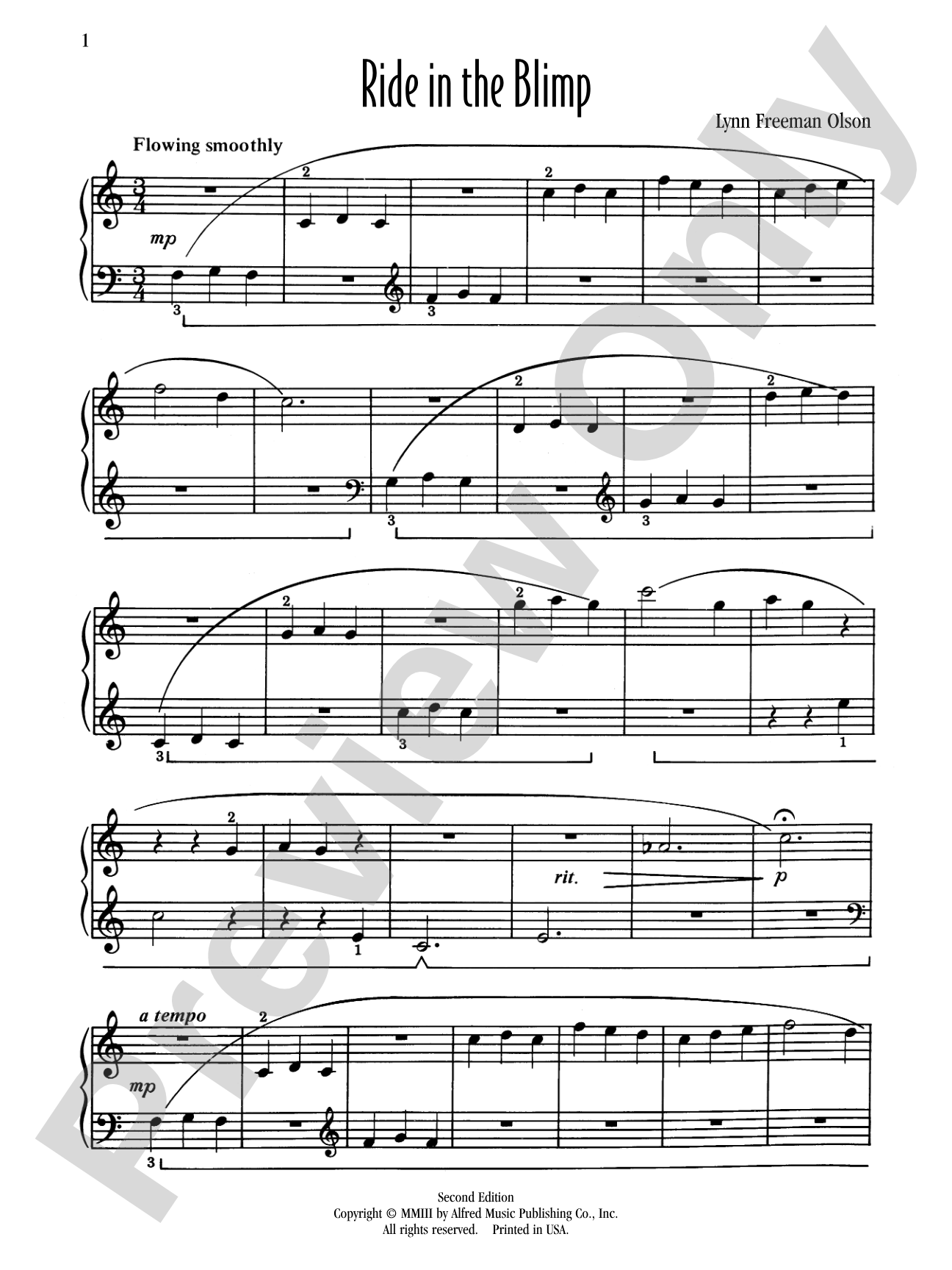 Ride in the Blimp: Piano