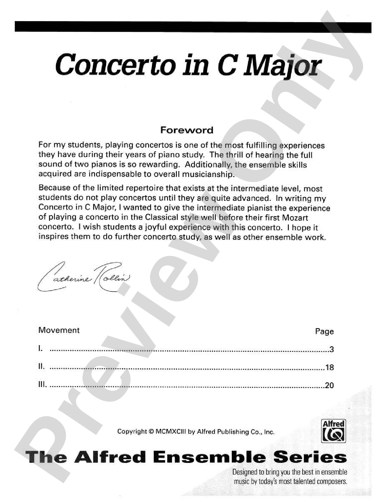 Concerto in C Major: In Three Movements for Solo Piano with Piano Accompaniment - Piano Duo (2 Pianos, 4 Hands): Piano Duets & Four Hands