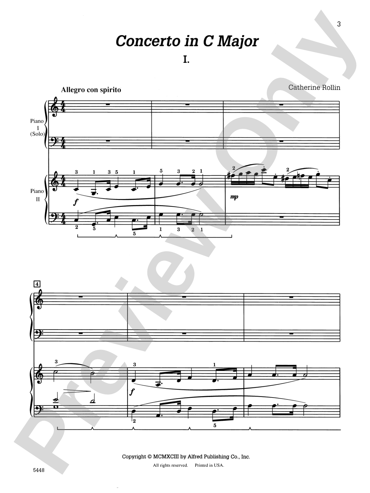 Concerto in C Major: In Three Movements for Solo Piano with Piano Accompaniment - Piano Duo (2 Pianos, 4 Hands): Piano Duets & Four Hands