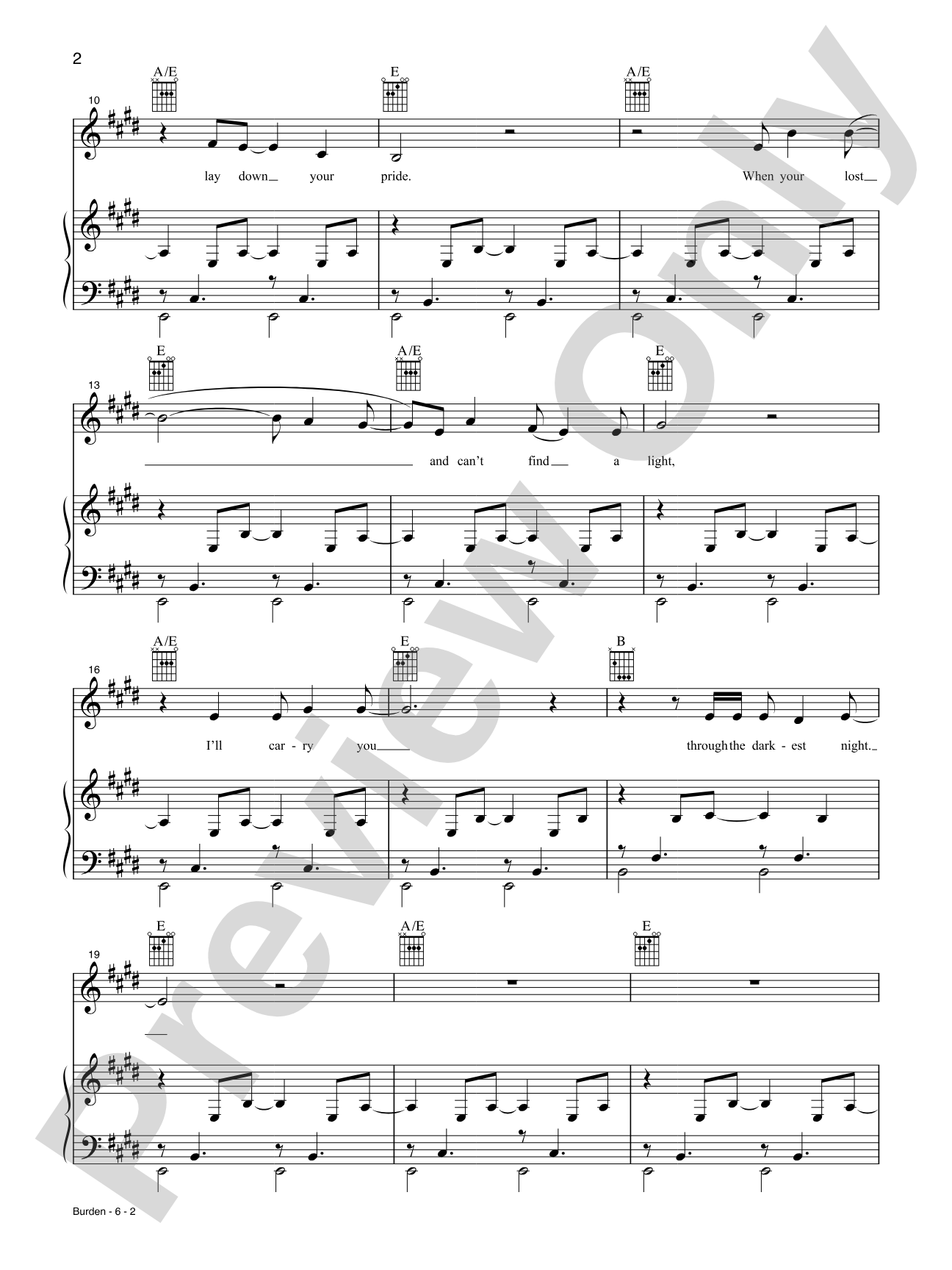 Burden from <i>Burden</i>: Piano/Vocal/Guitar