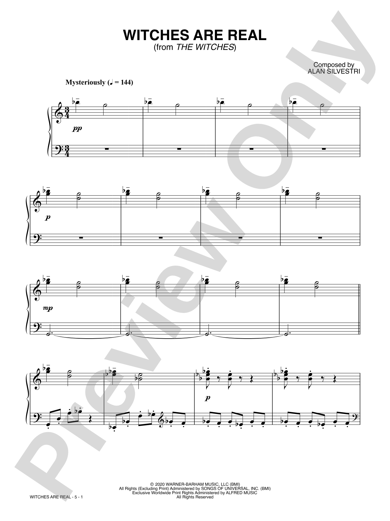 Witches Are Real (from <i>The Witches</i>): Piano