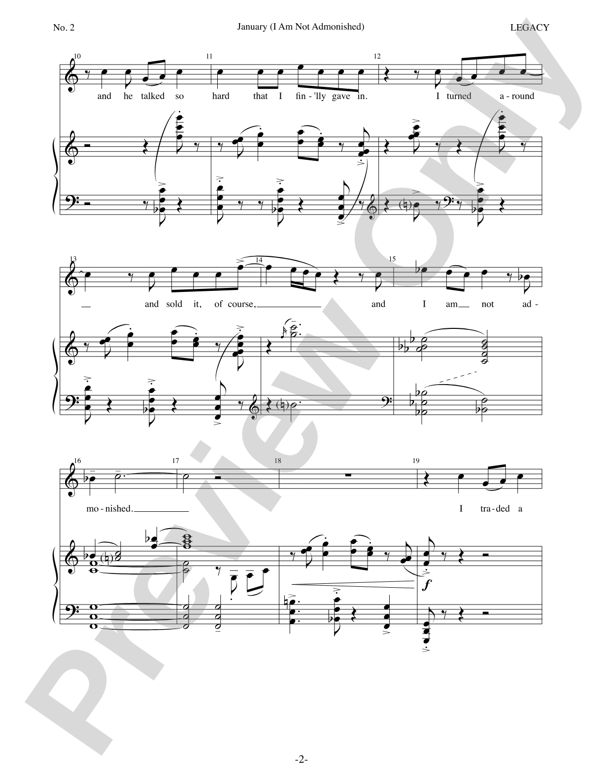 January (I Am Not Admonished): Piano/Vocal