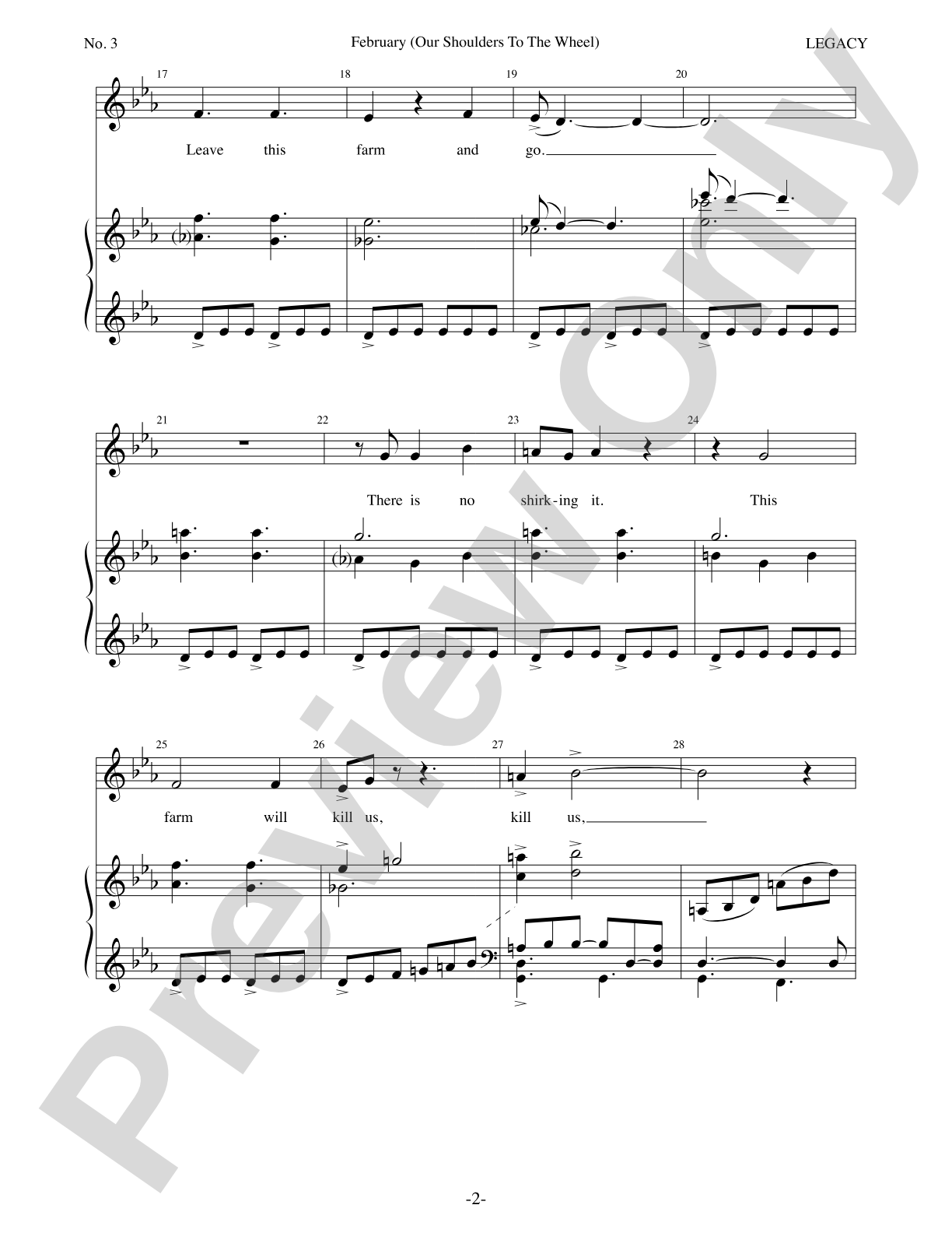 February (Our Shoulders To The Wheel): Piano/Vocal