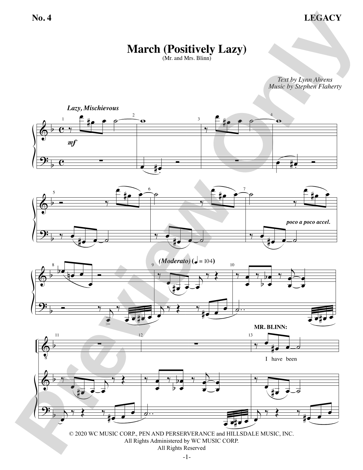 March (Positively Lazy): Piano/Vocal