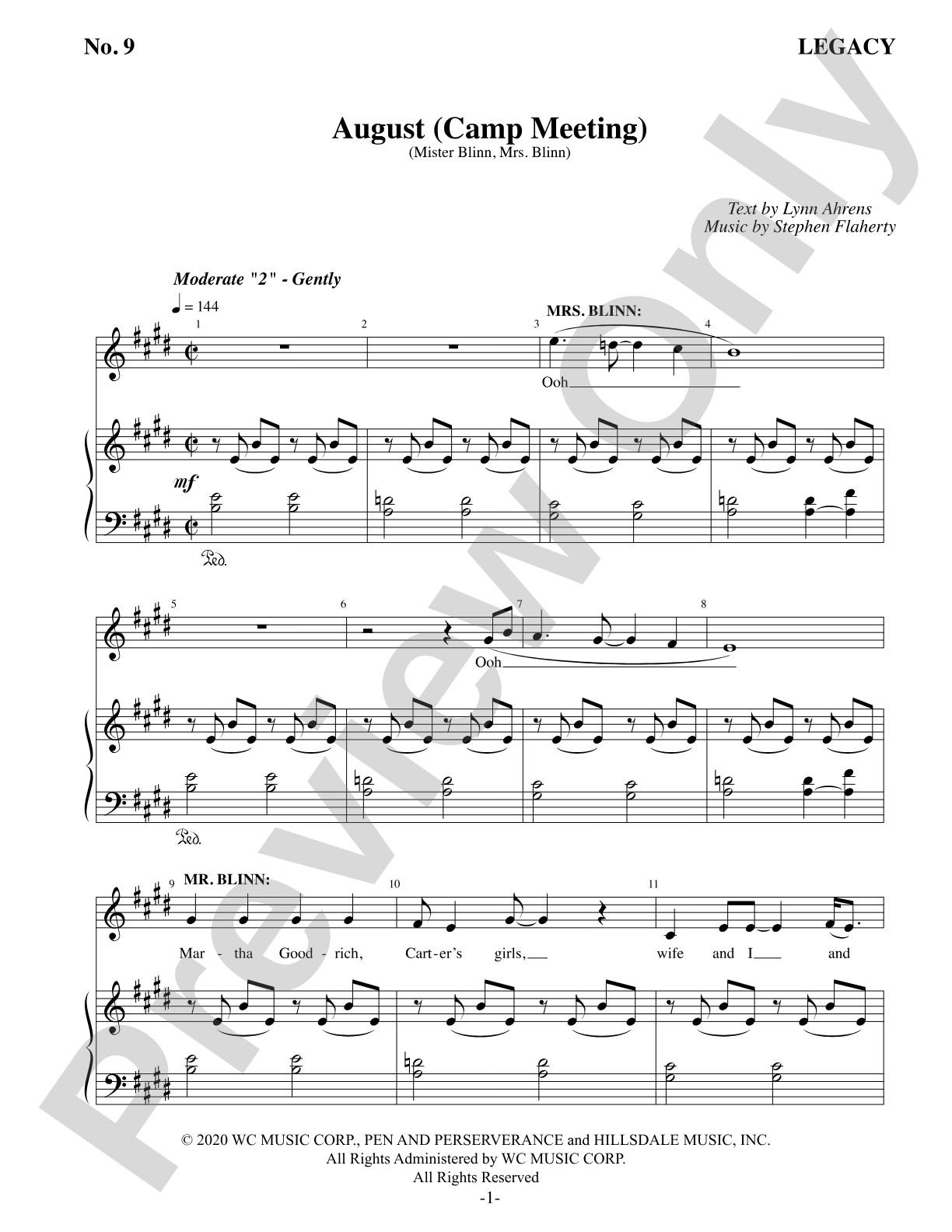 August (Camp Meeting): Piano/Vocal