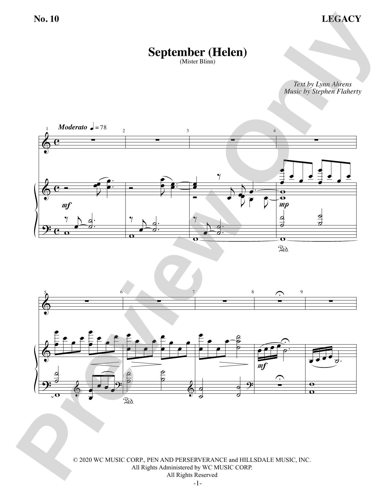September (Helen): Piano/Vocal