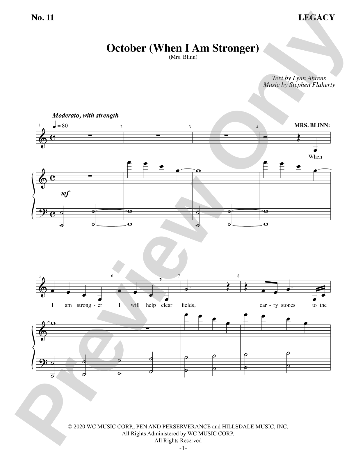 October (When I Am Stronger): Piano/Vocal