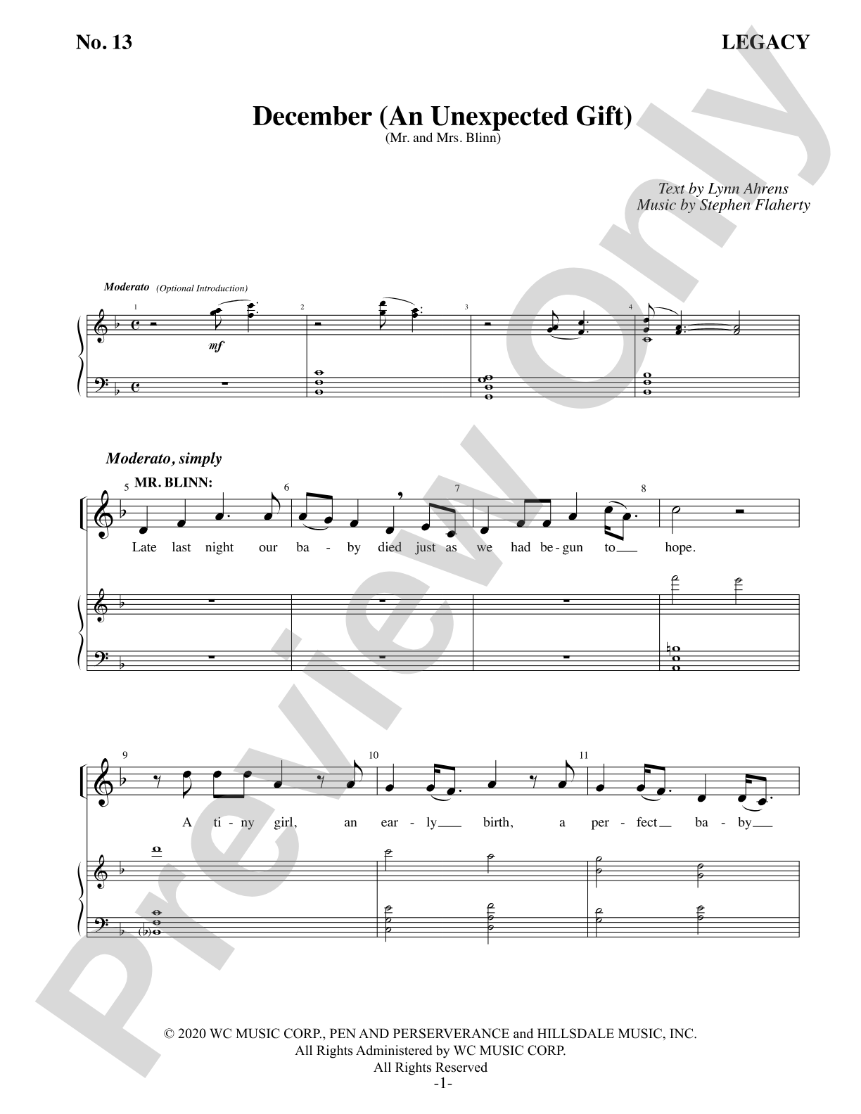 December (An Unexpected Gift): Piano/Vocal