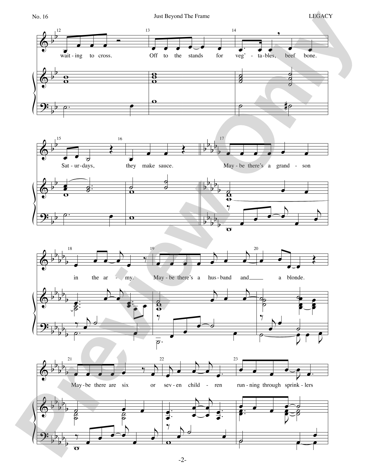 Just Beyond The Frame: Piano/Vocal