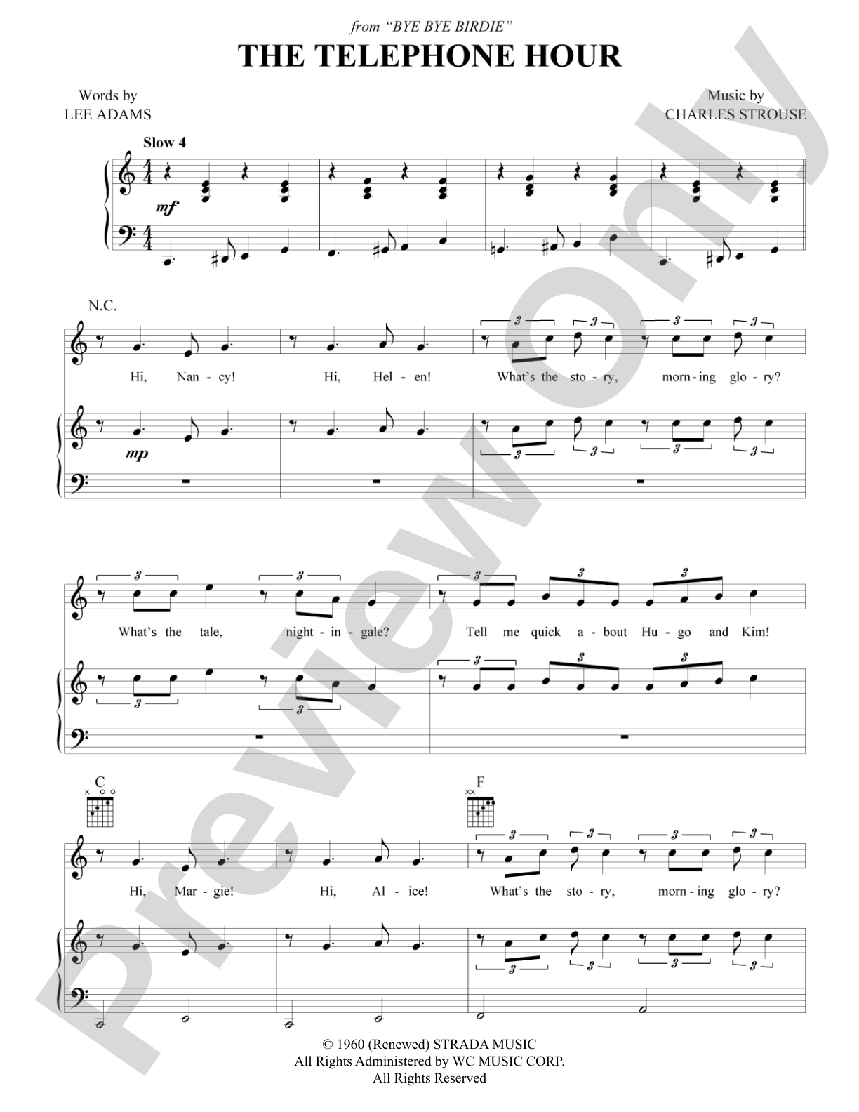 The Telephone Hour (from <i>Bye Bye Birdie</i>): Piano/Vocal