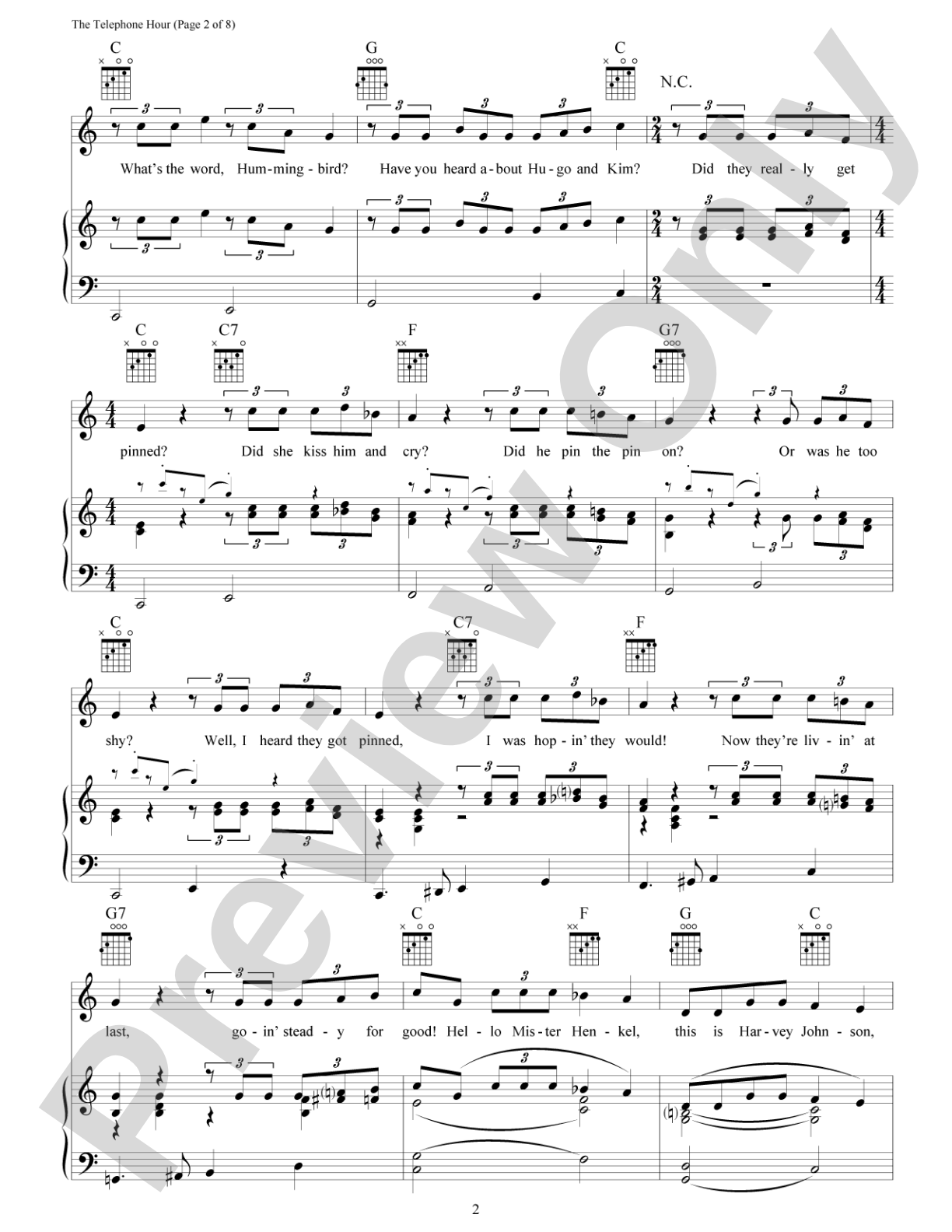 The Telephone Hour (from <i>Bye Bye Birdie</i>): Piano/Vocal