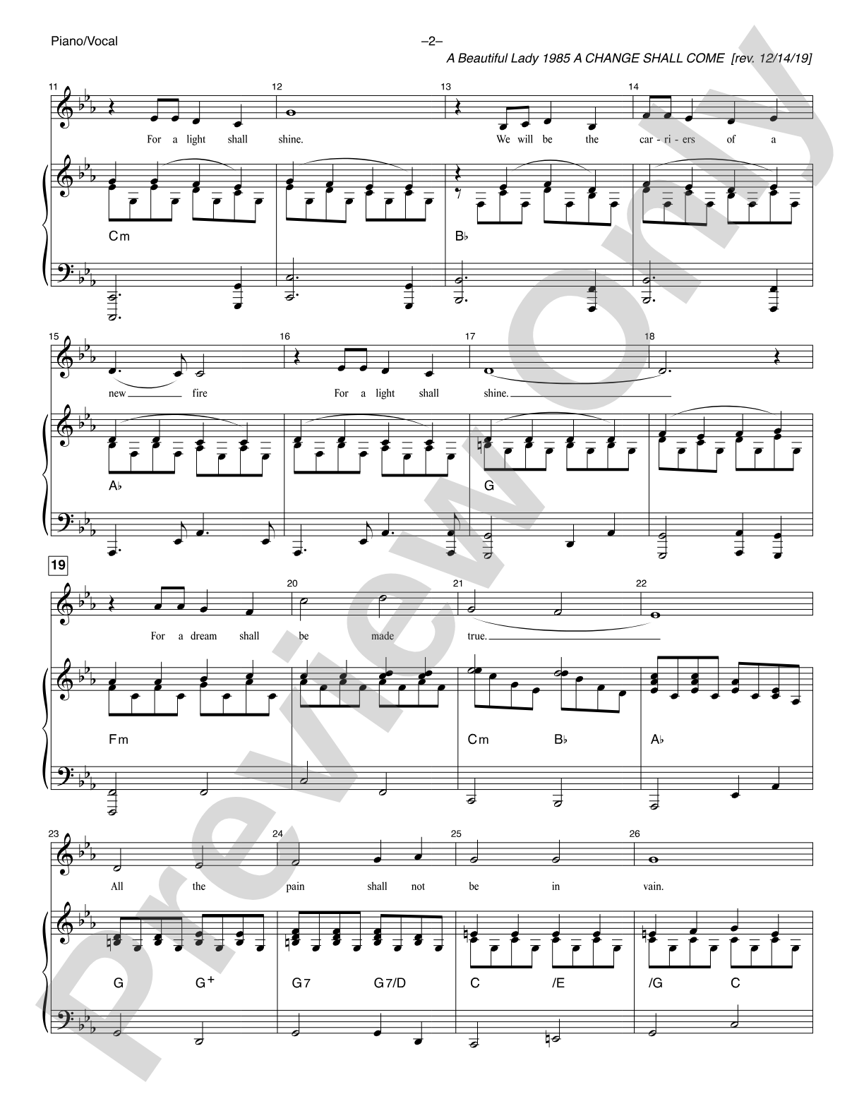 A Change Shall Come (<i>A Beautiful Lady 1985</i>): Piano/Vocal