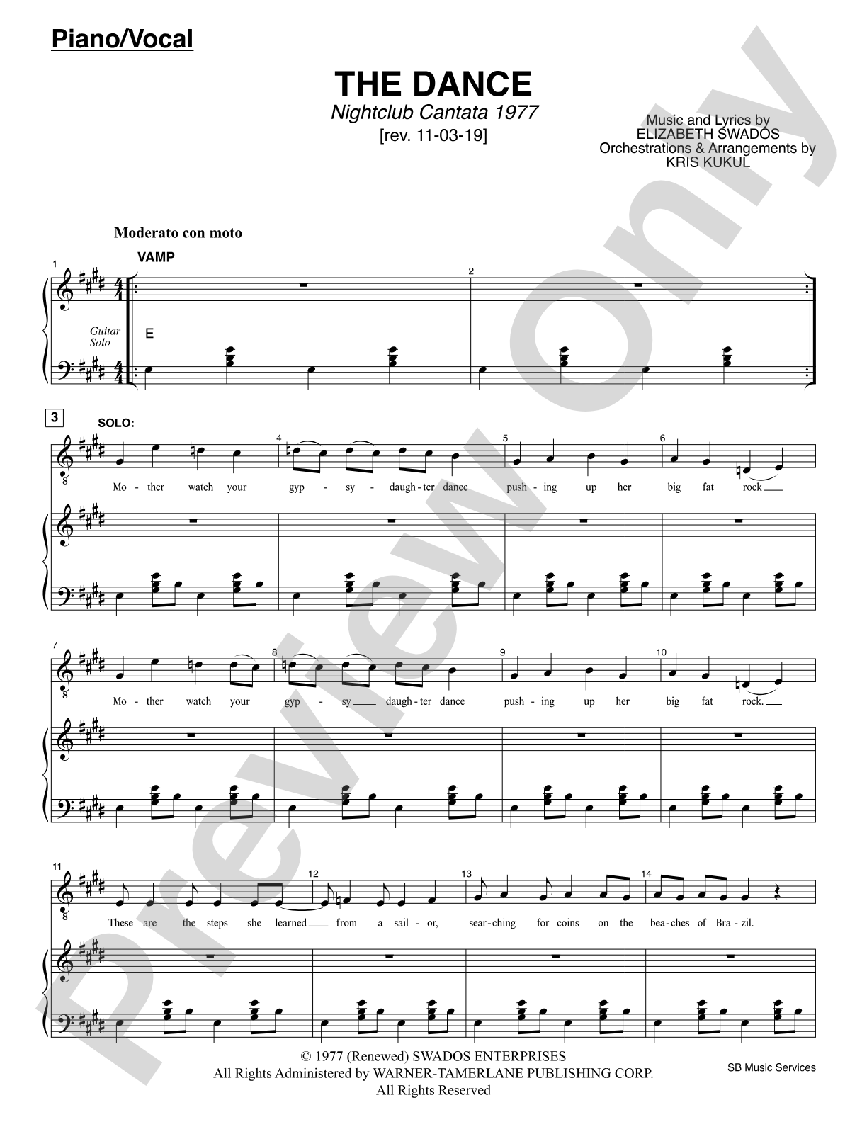 The Dance (<i>Nightclub Cantata 1977</i>): Piano/Vocal