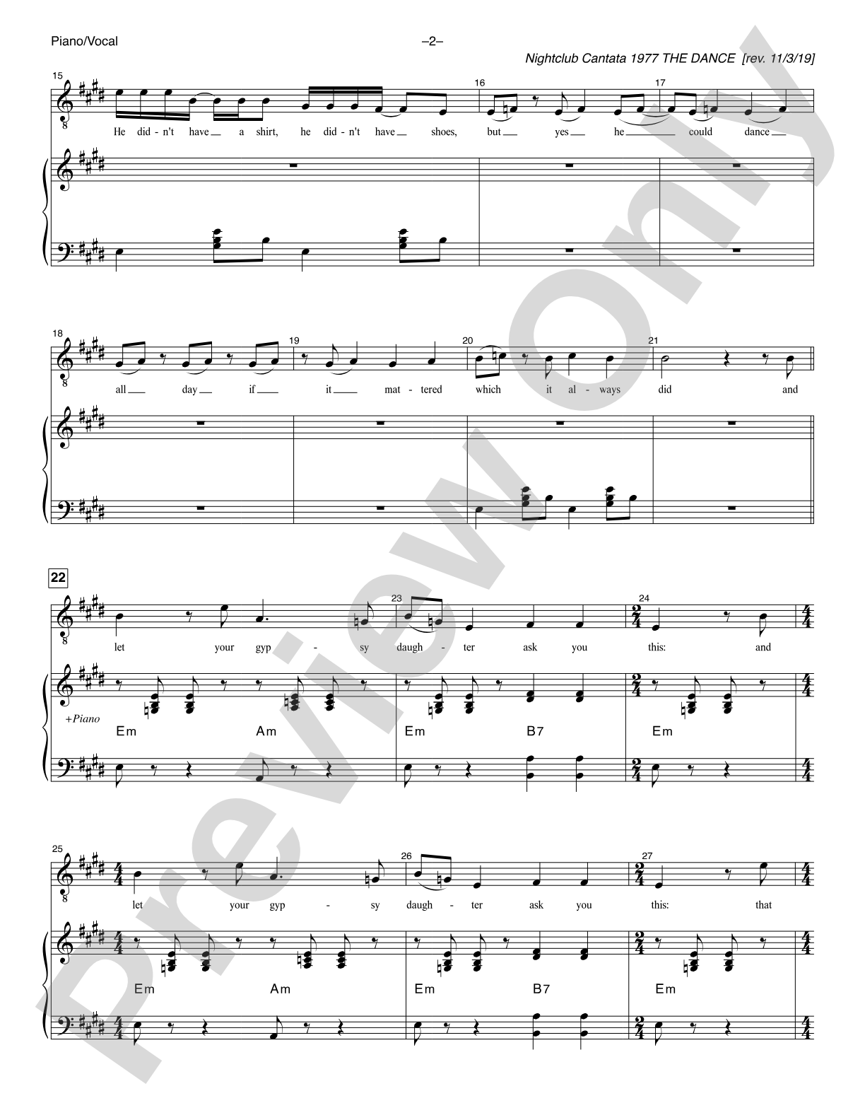 The Dance (<i>Nightclub Cantata 1977</i>): Piano/Vocal