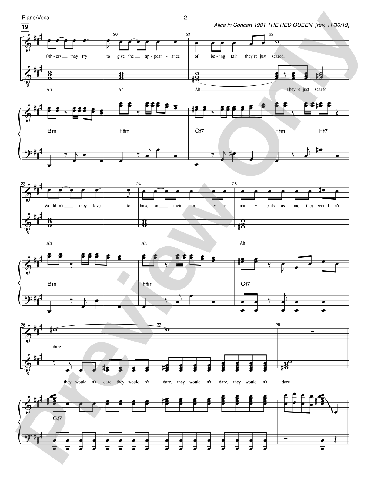 The Red Queen (<i>Alice in Concert 1981</i>): Piano/Vocal