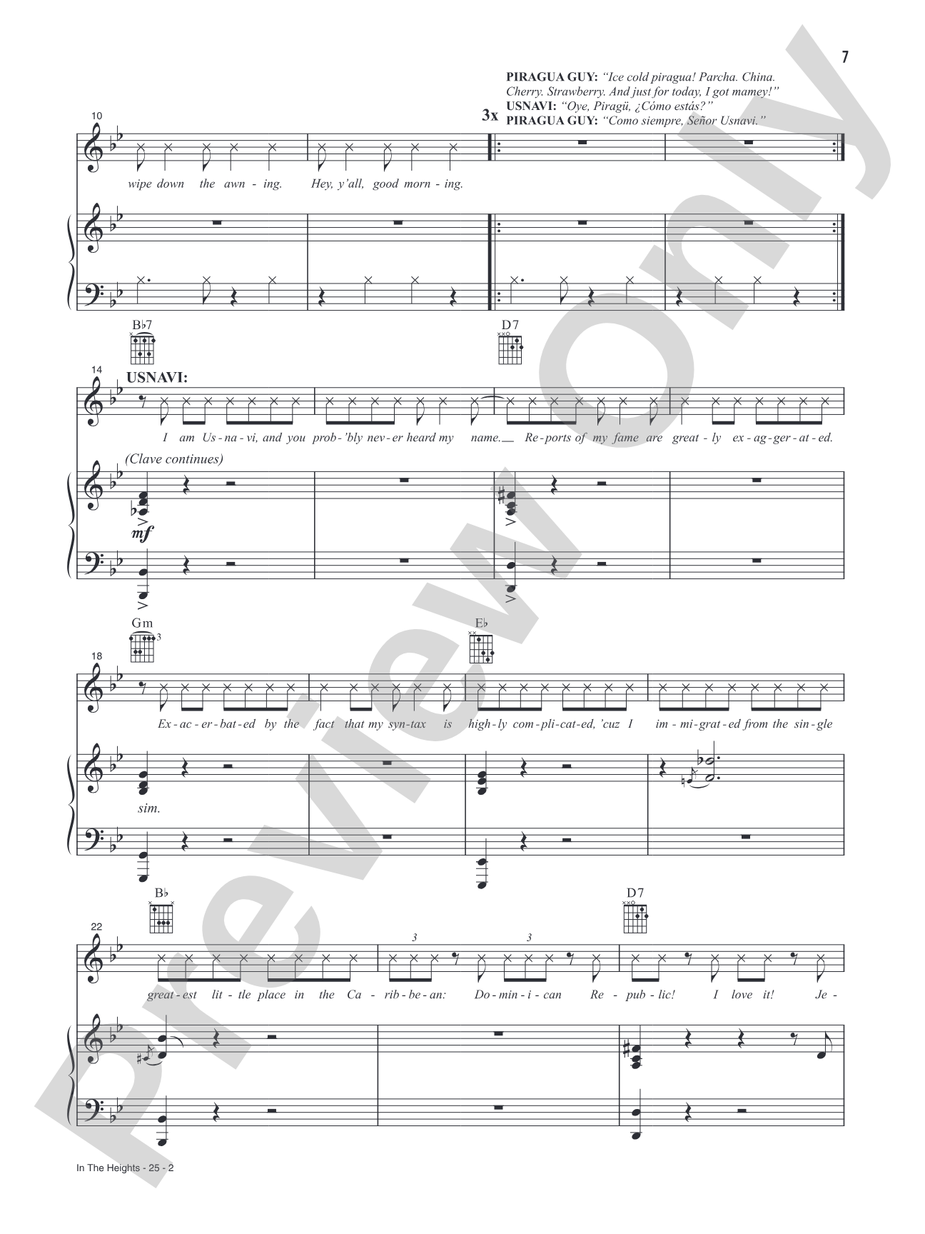 In The Heights (Music from the Original Motion Picture Soundtrack, <i>In The Heights</i>): Piano/Vocal/Guitar