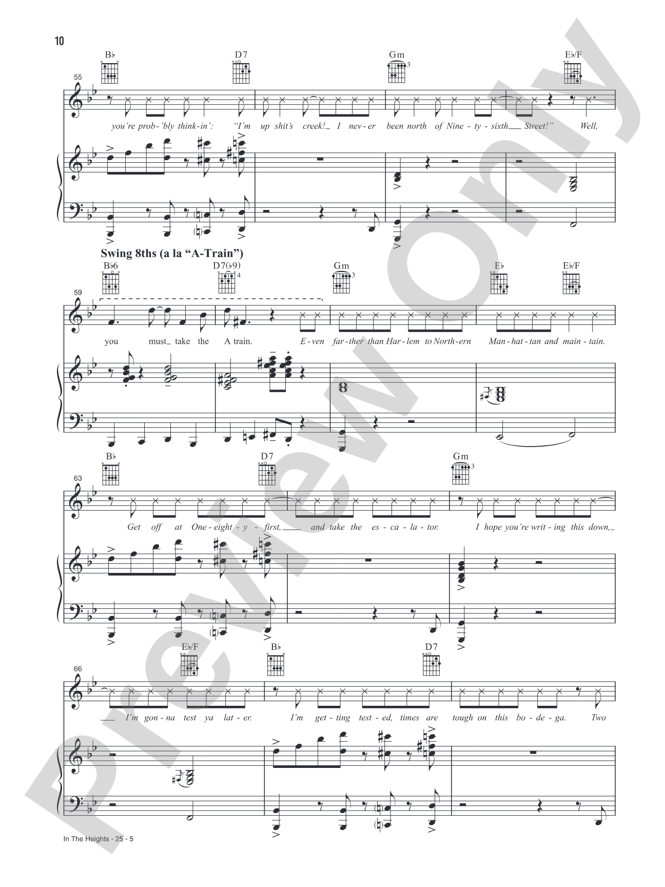 In The Heights (Music from the Original Motion Picture Soundtrack, <i>In The Heights</i>): Piano/Vocal/Guitar