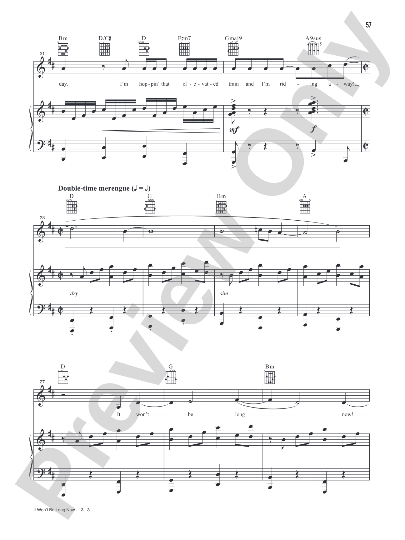It Won't Be Long Now (Music from the Original Motion Picture Soundtrack, <i>In The Heights</i>): Piano/Vocal/Guitar