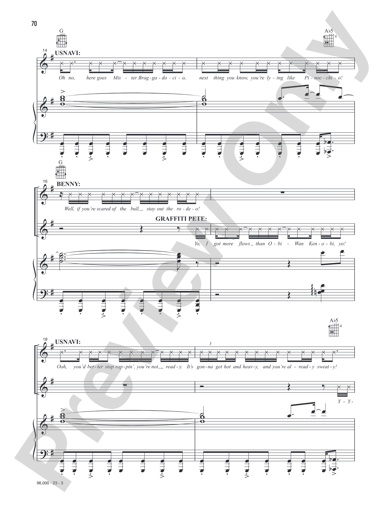 96,000 (Music from the Original Motion Picture Soundtrack, <i>In The Heights</i>): Piano/Vocal/Guitar