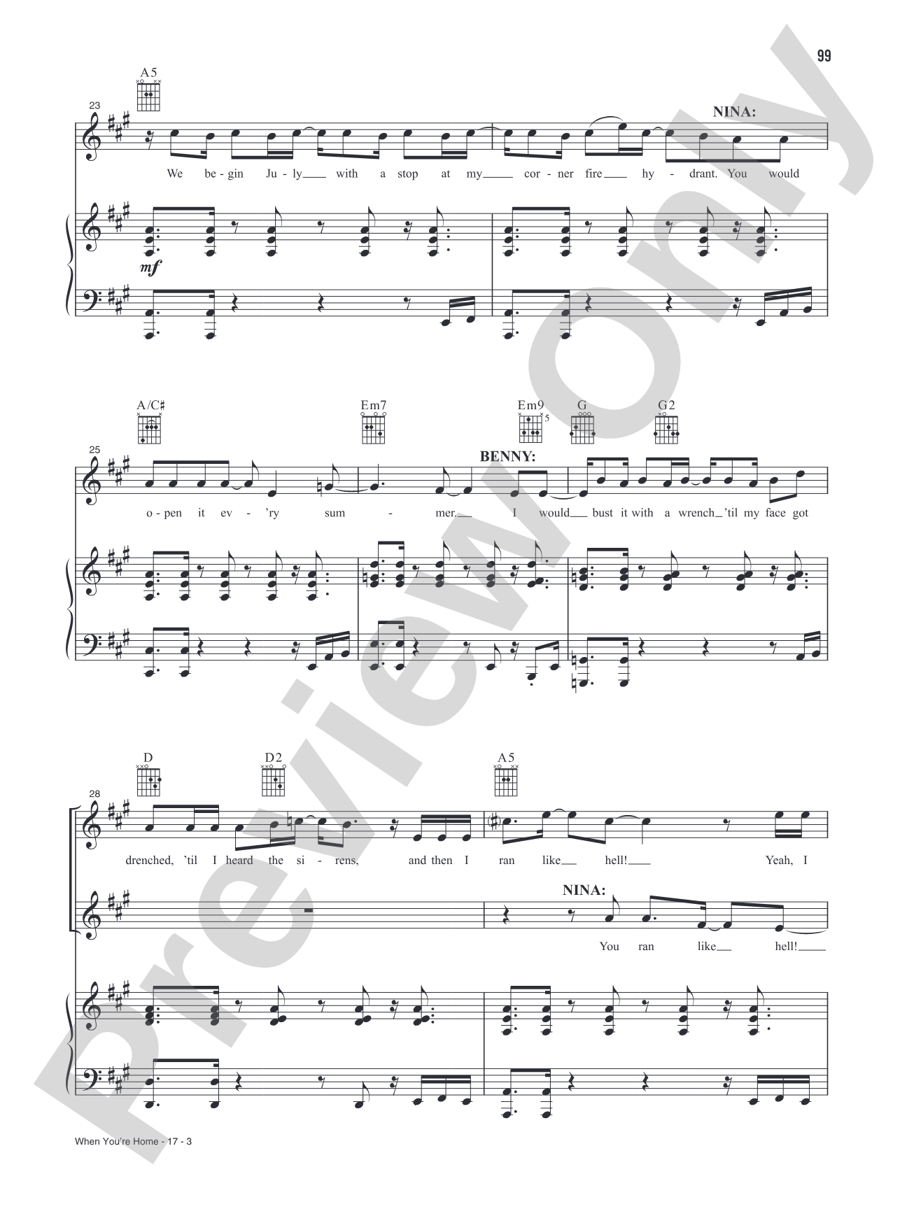 When You're Home (Music from the Original Motion Picture Soundtrack, <i>In The Heights</i>): Piano/Vocal/Guitar