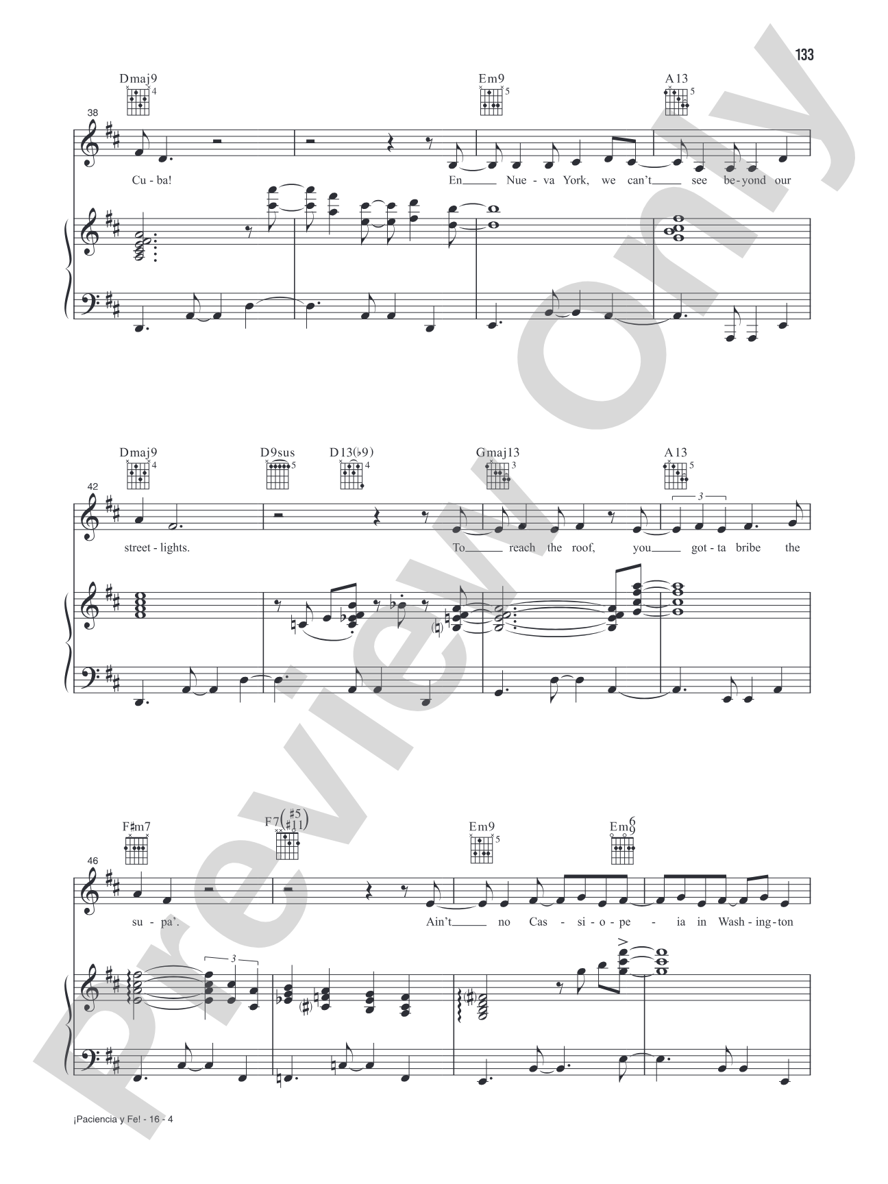¡Paciencia Y Fe! (Music from the Original Motion Picture Soundtrack, <i>In The Heights</i>): Piano/Vocal/Guitar