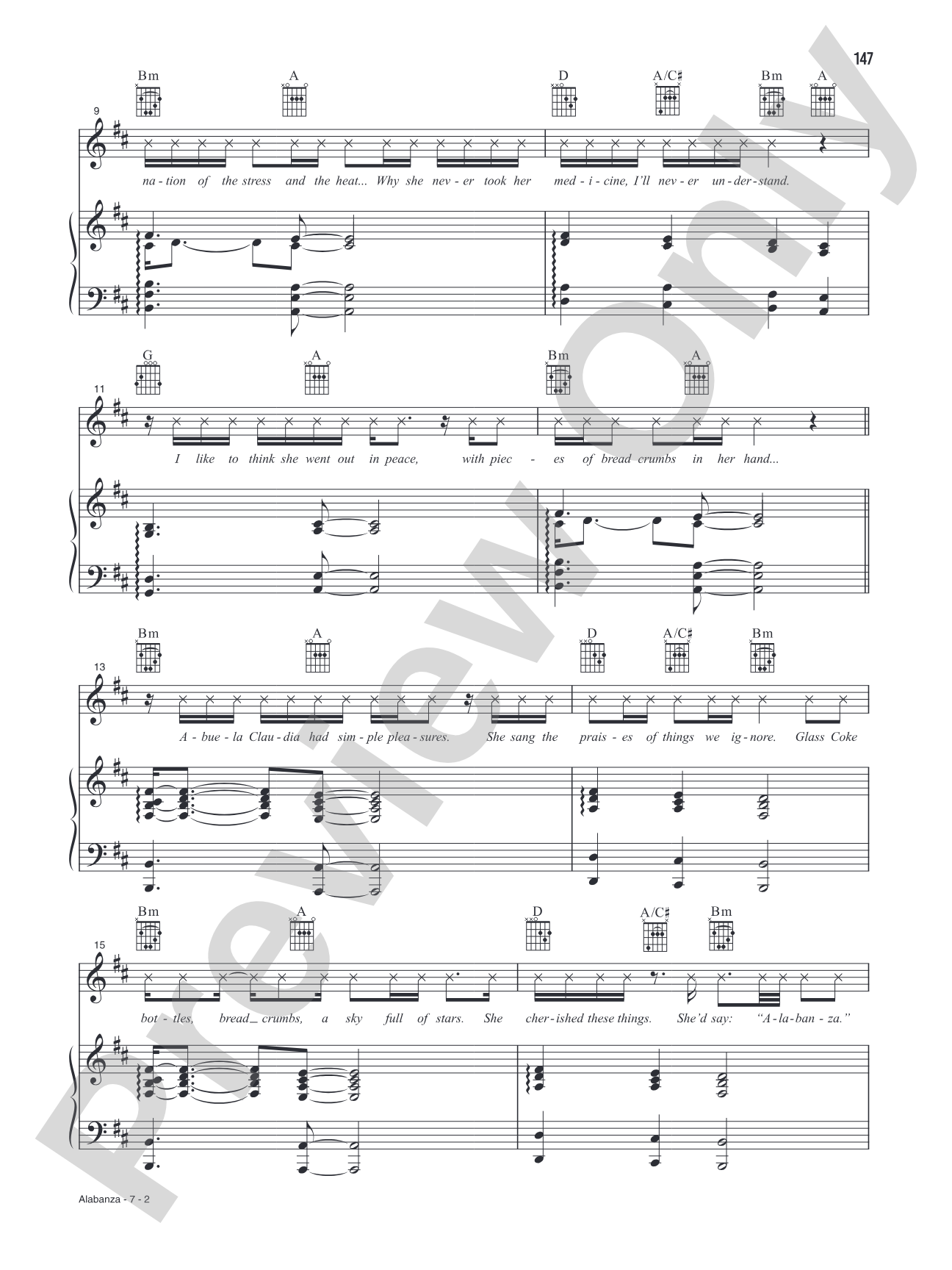 Alabanza (Music from the Original Motion Picture Soundtrack, <i>In The Heights</i>): Piano/Vocal/Guitar