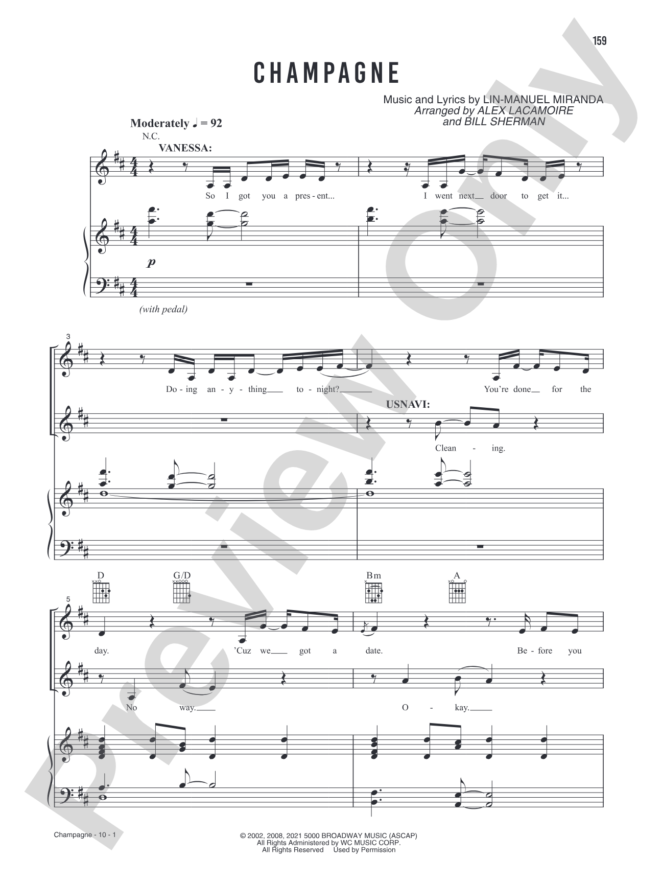 Champagne (Music from the Original Motion Picture Soundtrack, <i>In The Heights</i>): Piano/Vocal/Guitar