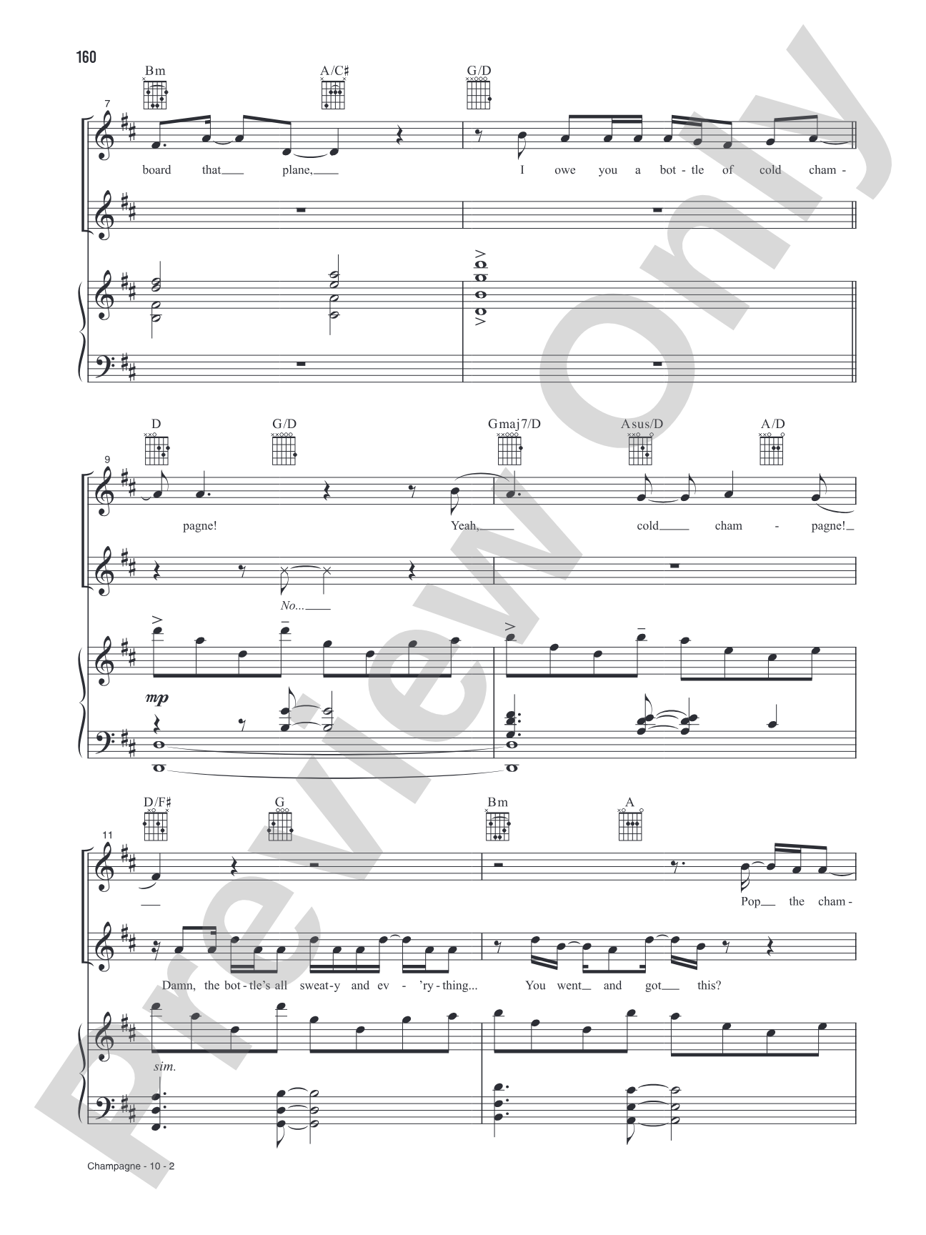 Champagne (Music from the Original Motion Picture Soundtrack, <i>In The Heights</i>): Piano/Vocal/Guitar