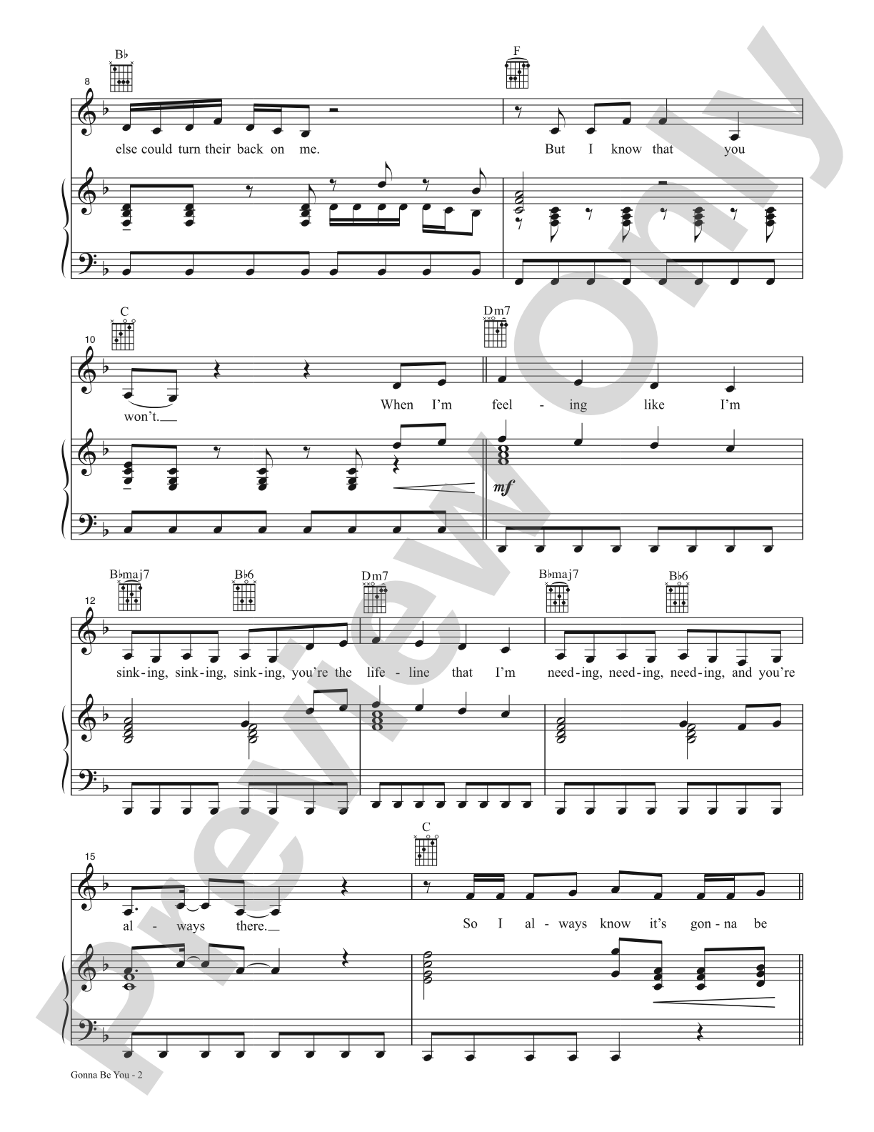 Gonna Be You (from <i>80 for Brady</i>): Piano/Vocal/Guitar