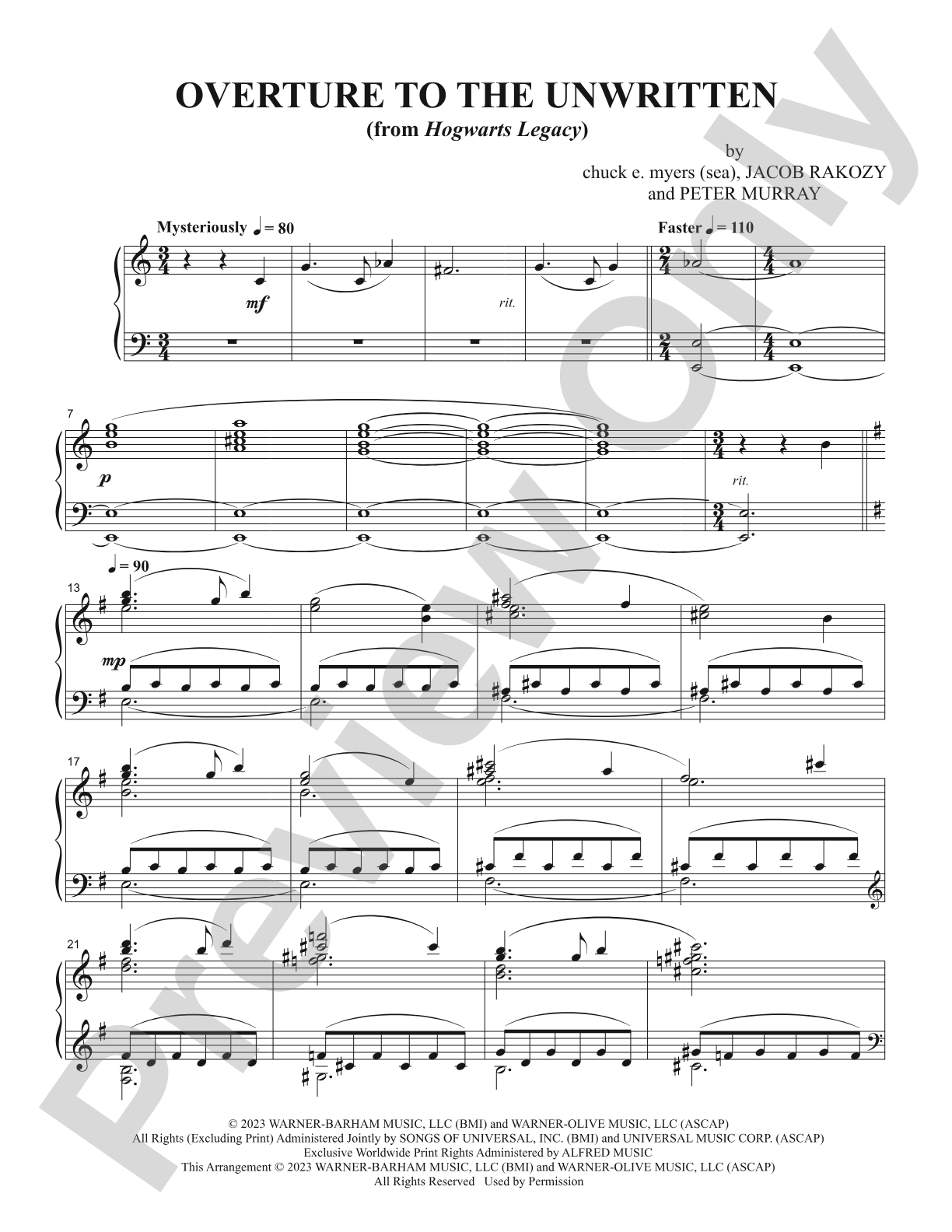 Overture to the Unwritten (from <i>Hogwarts Legacy</i>): Piano