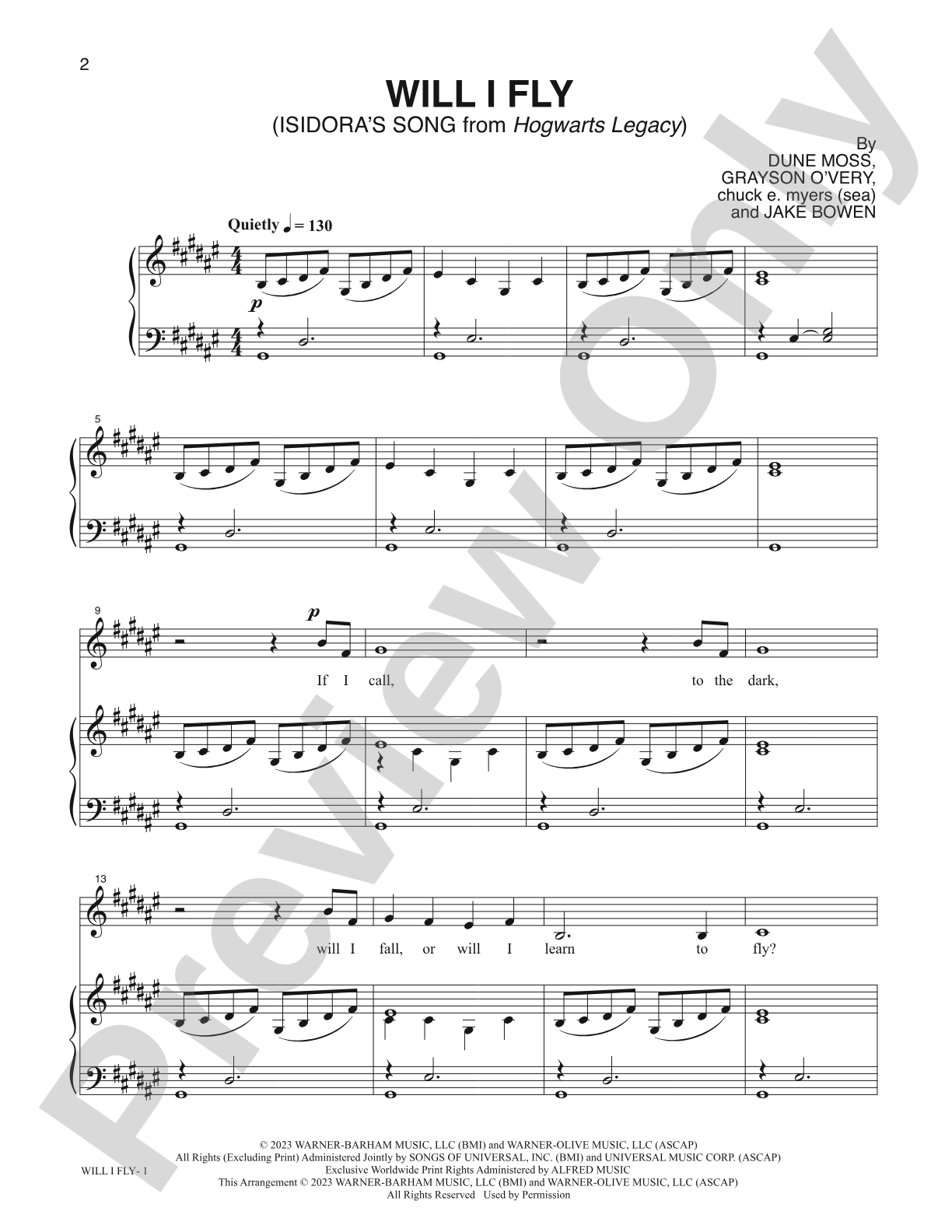 Will I Fly (Isidora's Song from <i>Hogwart's Legacy</i>): Piano/Vocal