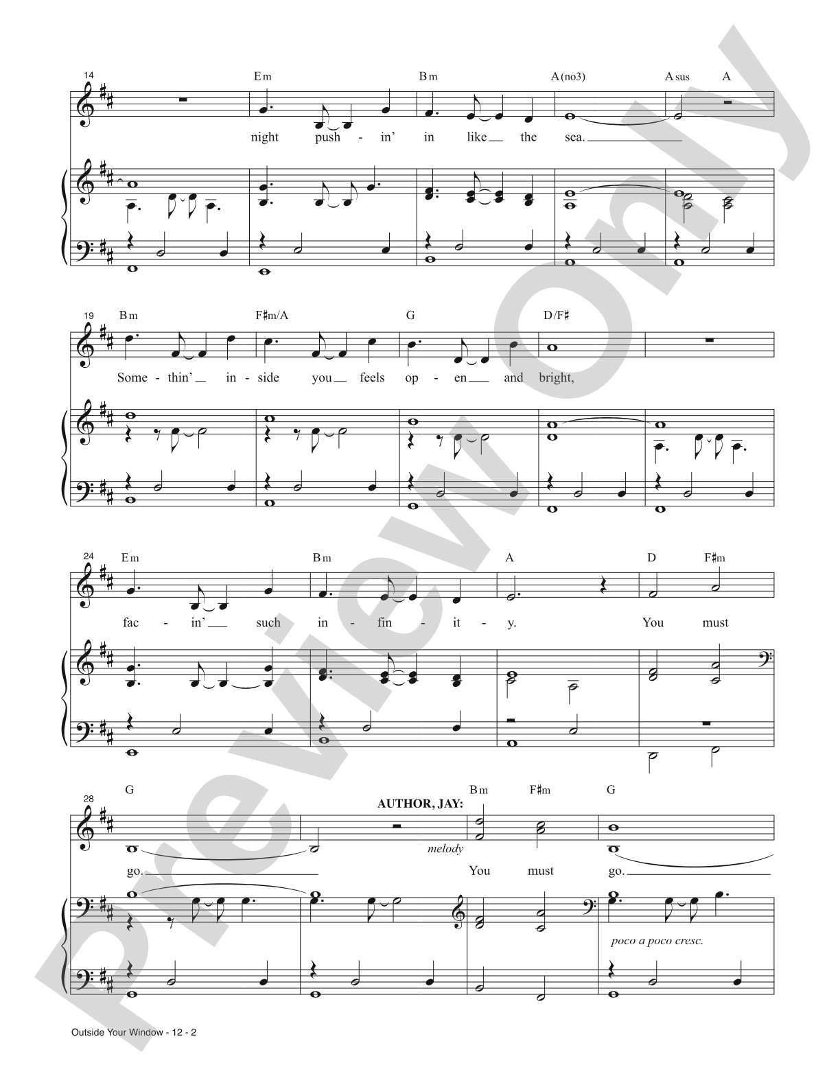 Outside Your Window from <i>Knoxville</i>: Piano/Vocal/Chords