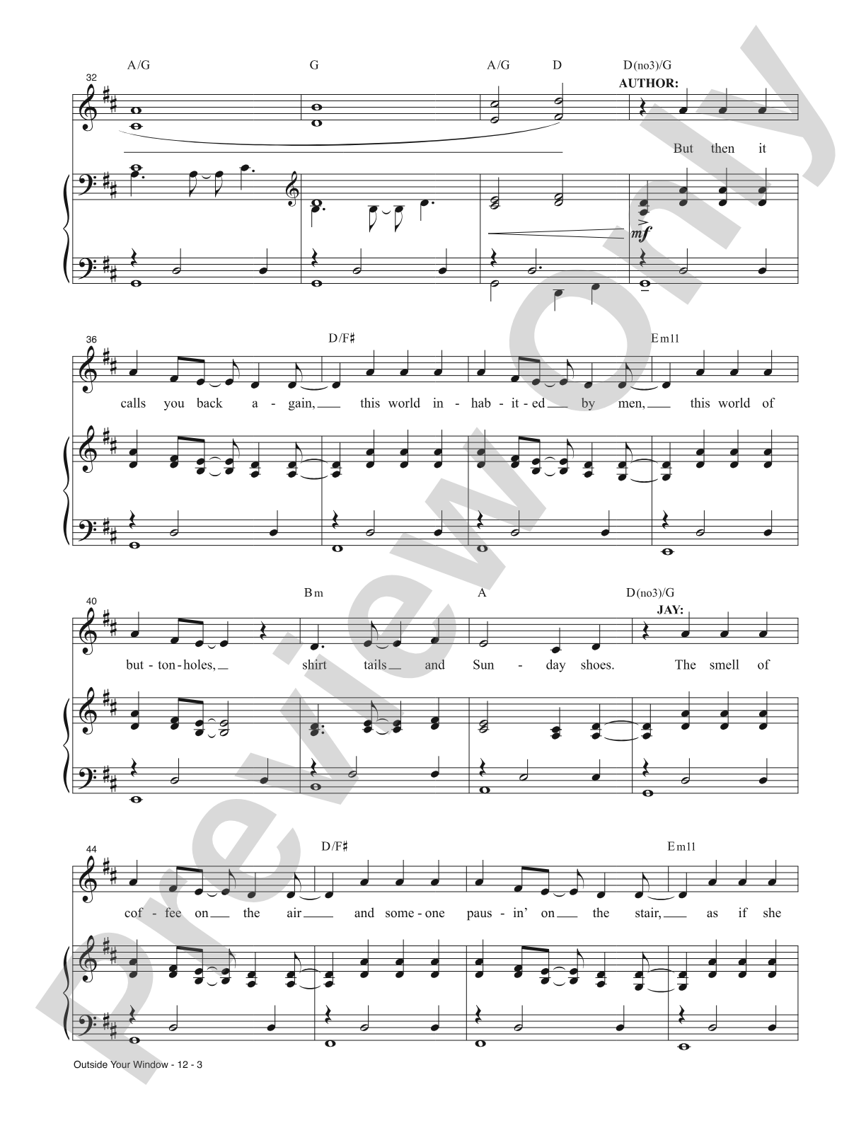 Outside Your Window from <i>Knoxville</i>: Piano/Vocal/Chords