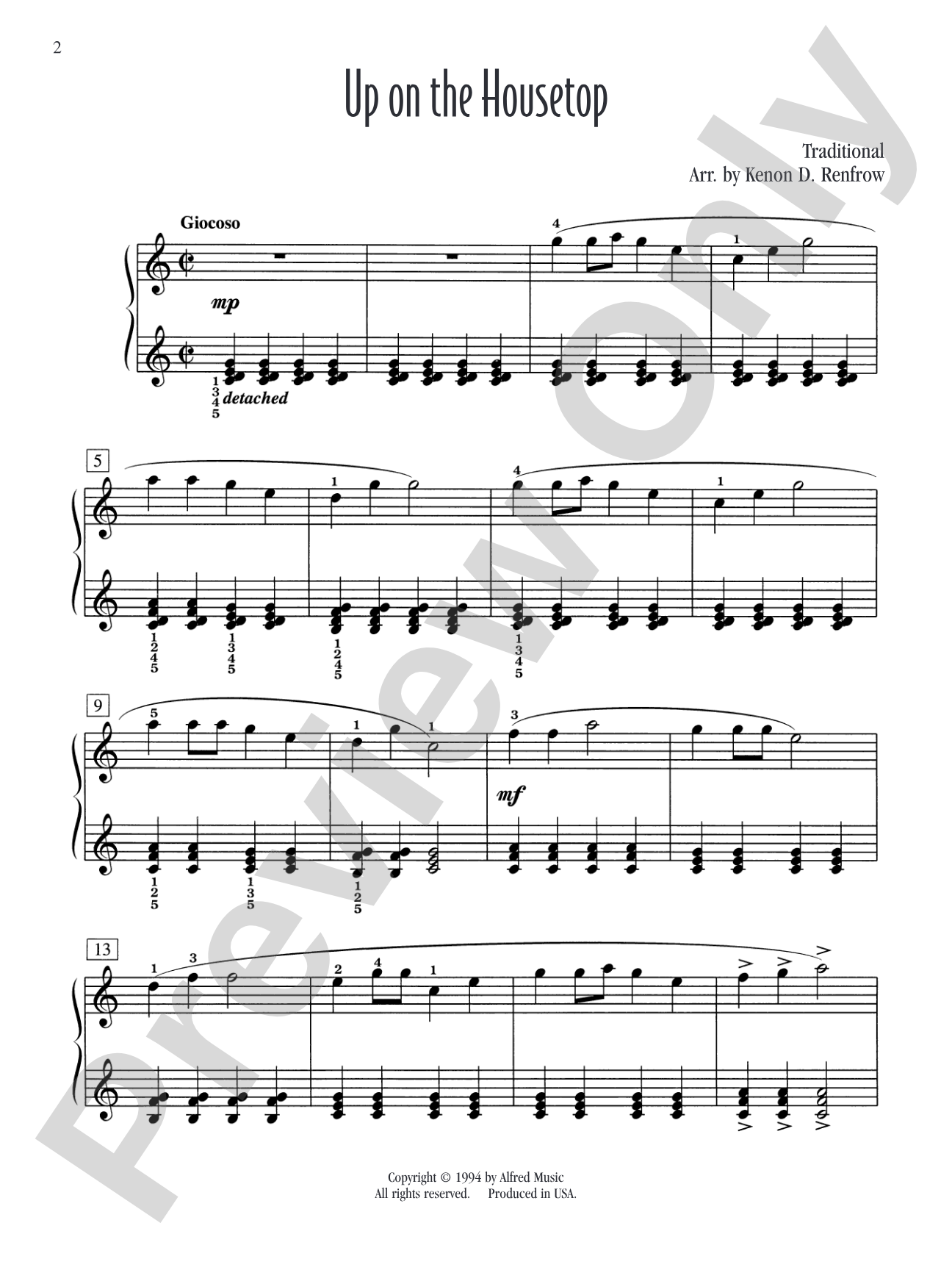 Up on the Housetop: Piano