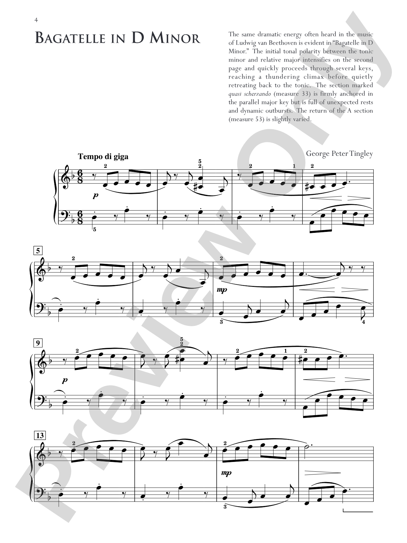 Bagatelle in D Minor: Piano