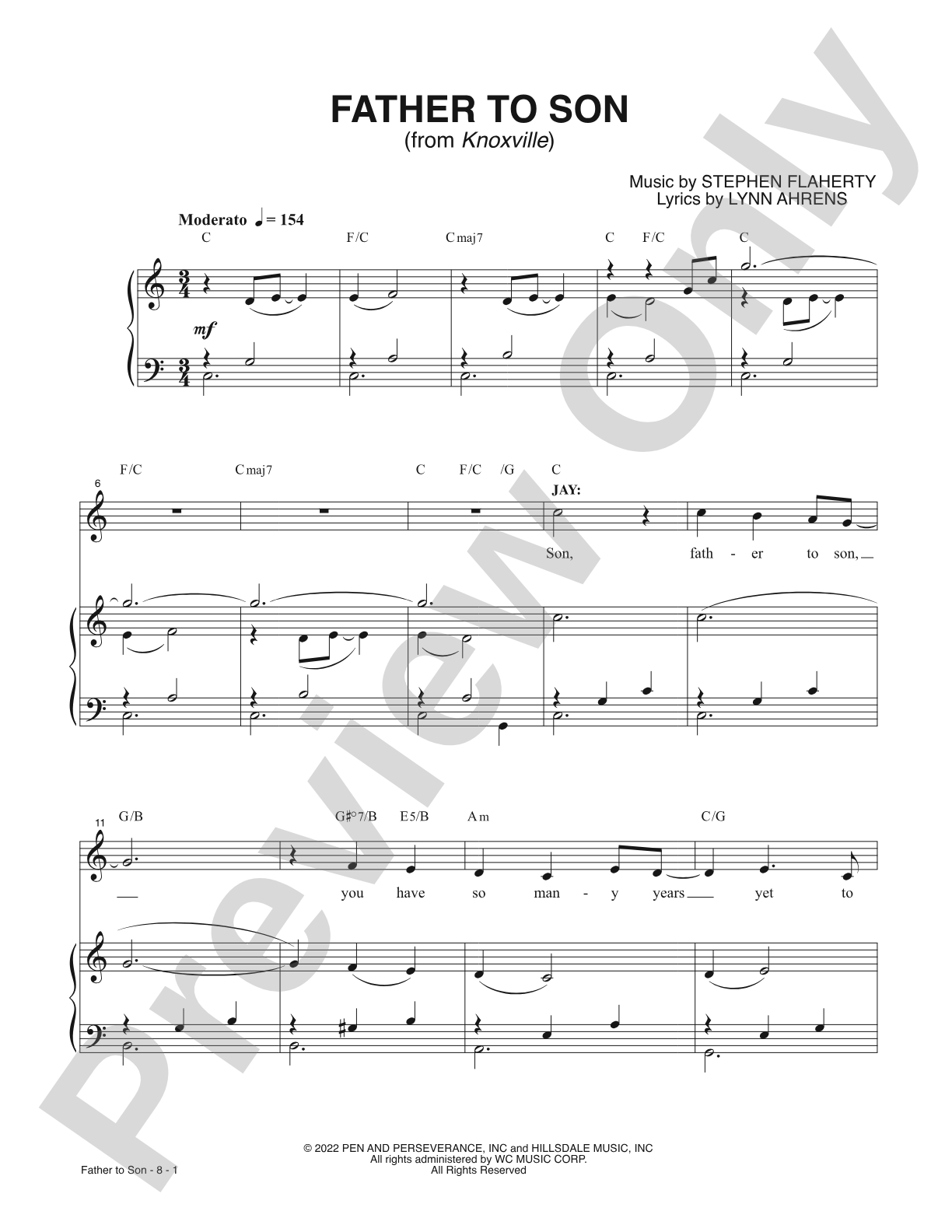 Father to Son from <i>Knoxville</i>: Piano/Vocal/Chords