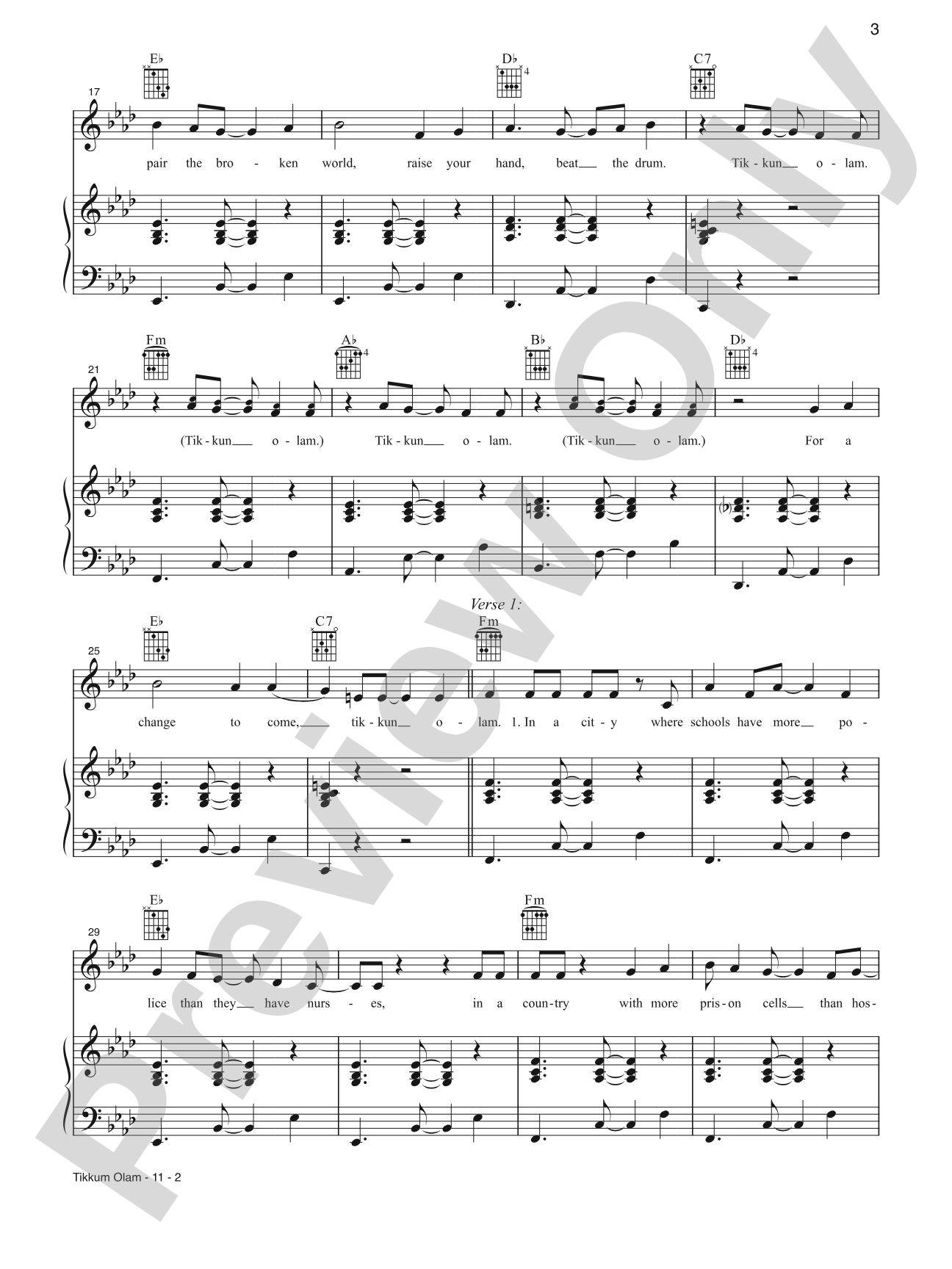 Tikkun Olam: Piano/Vocal