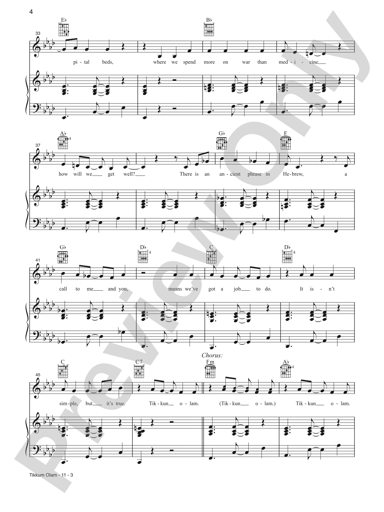 Tikkun Olam: Piano/Vocal