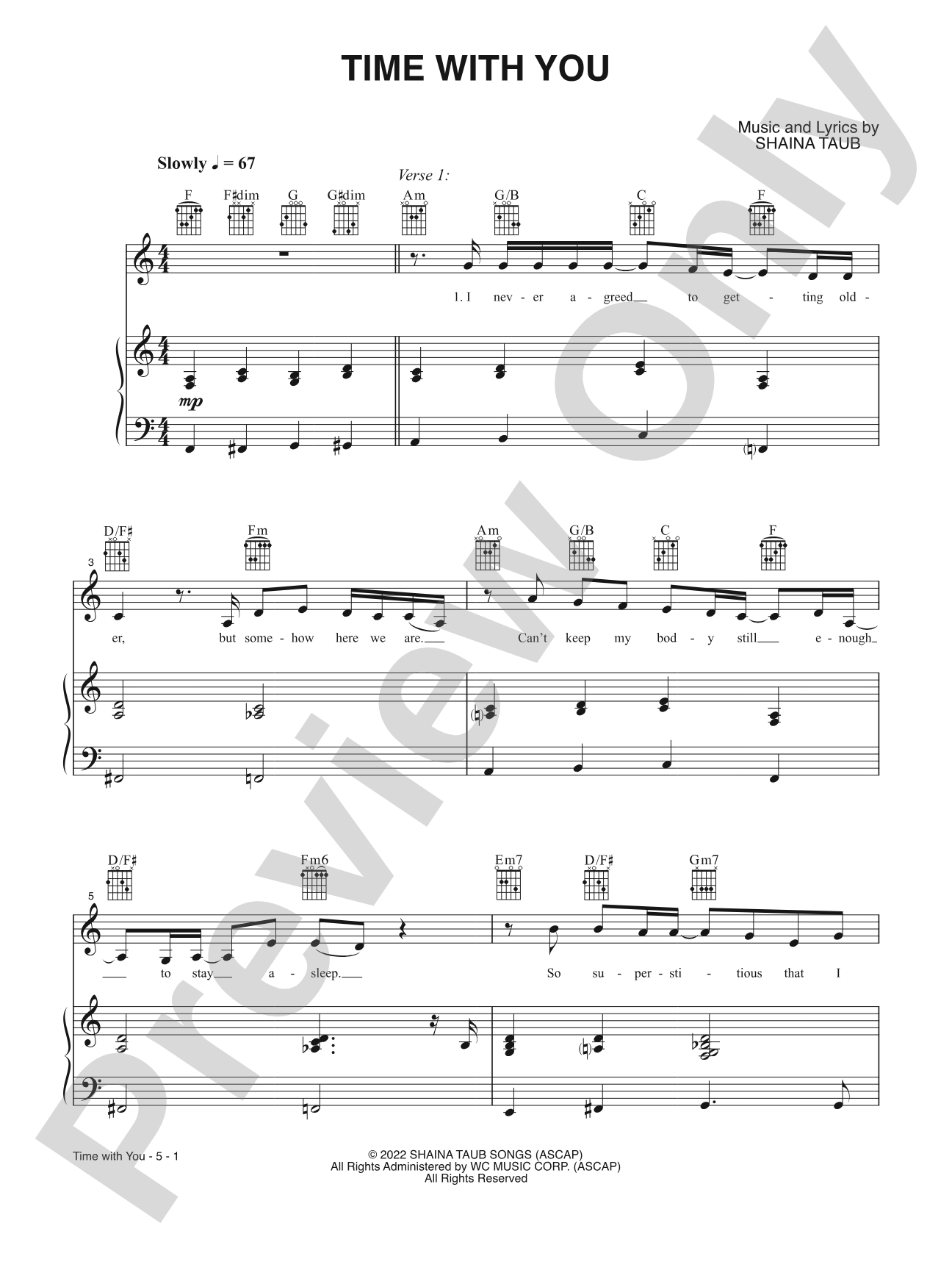 Time With You: Piano/Vocal