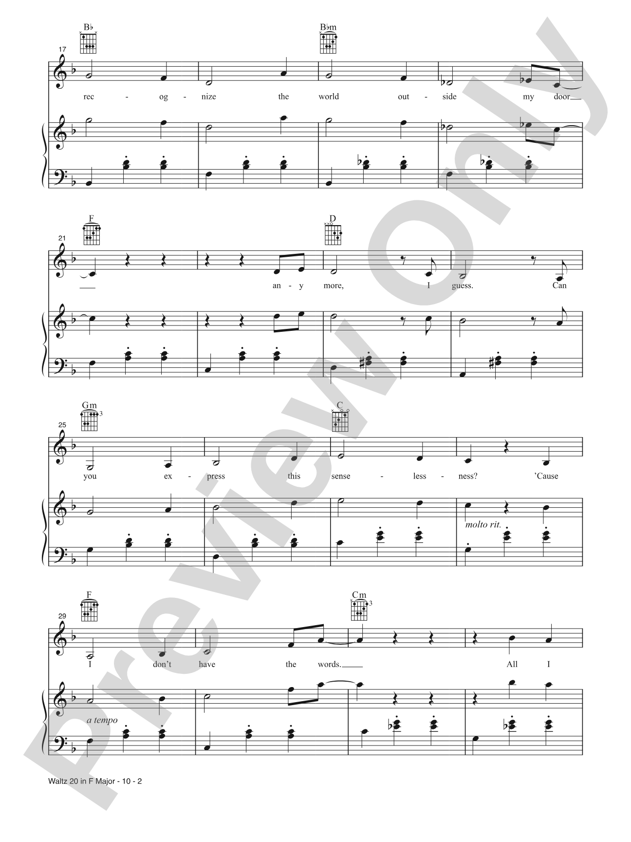 Waltz 20 in F Major: Piano/Vocal