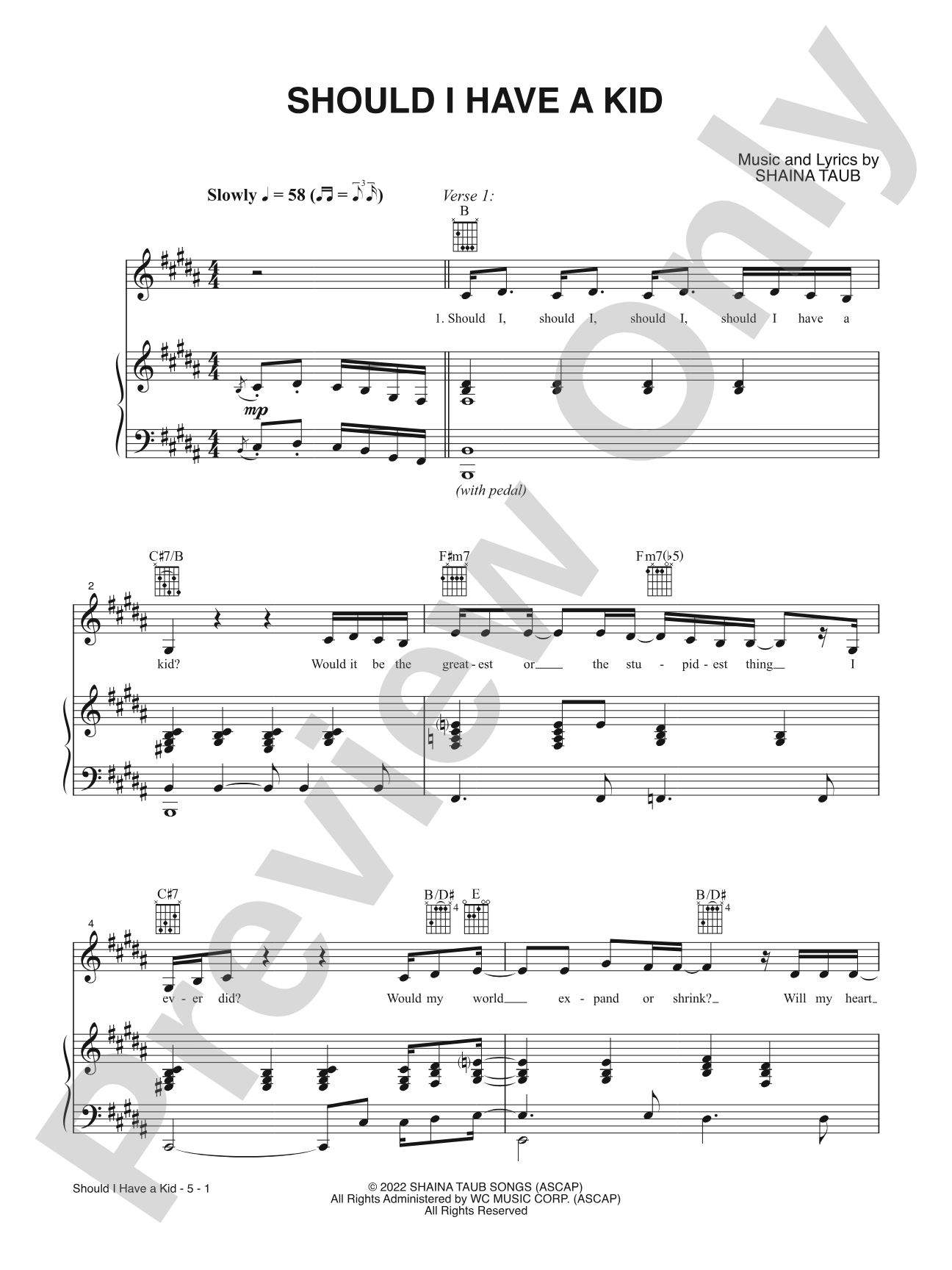 Should I Have a Kid: Piano/Vocal