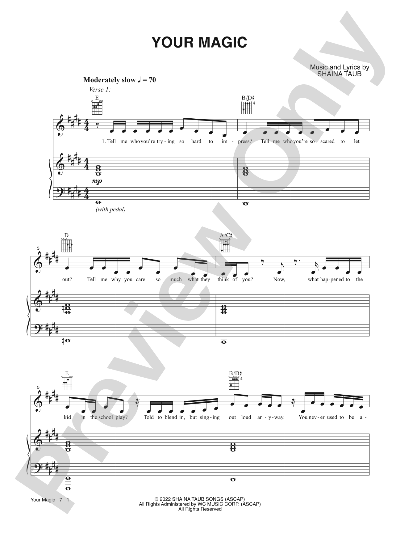 Your Magic: Piano/Vocal