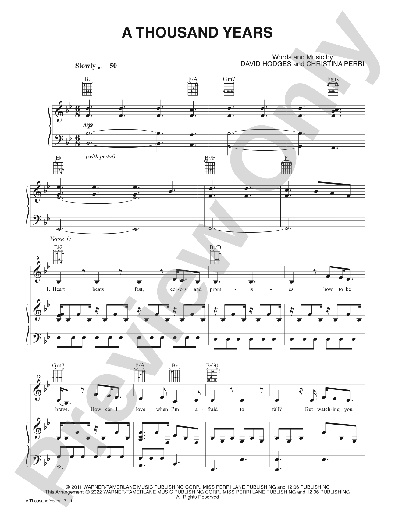 A Thousand Years: Piano/Vocal/Guitar