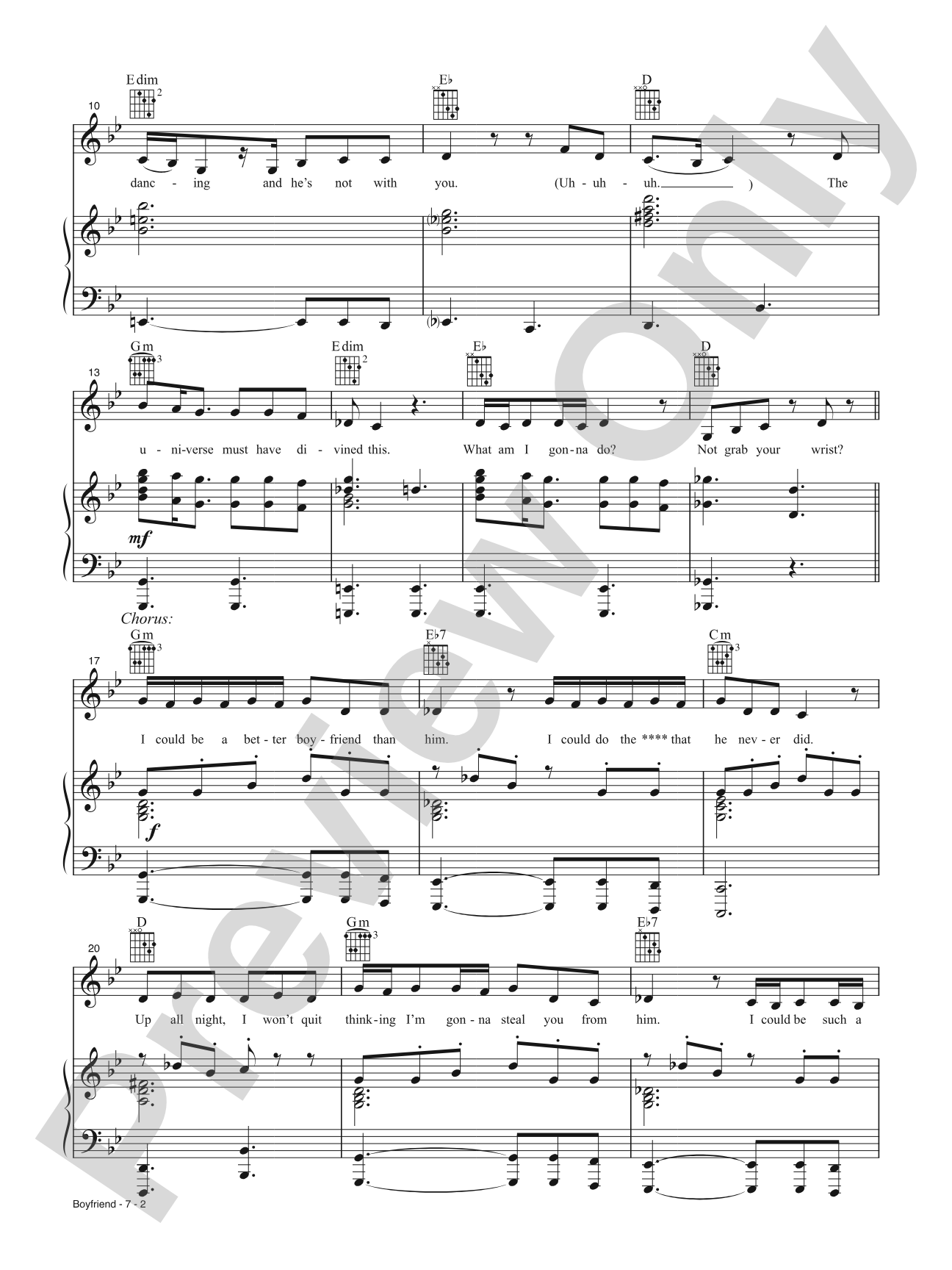 Boyfriend: Piano/Vocal/Guitar