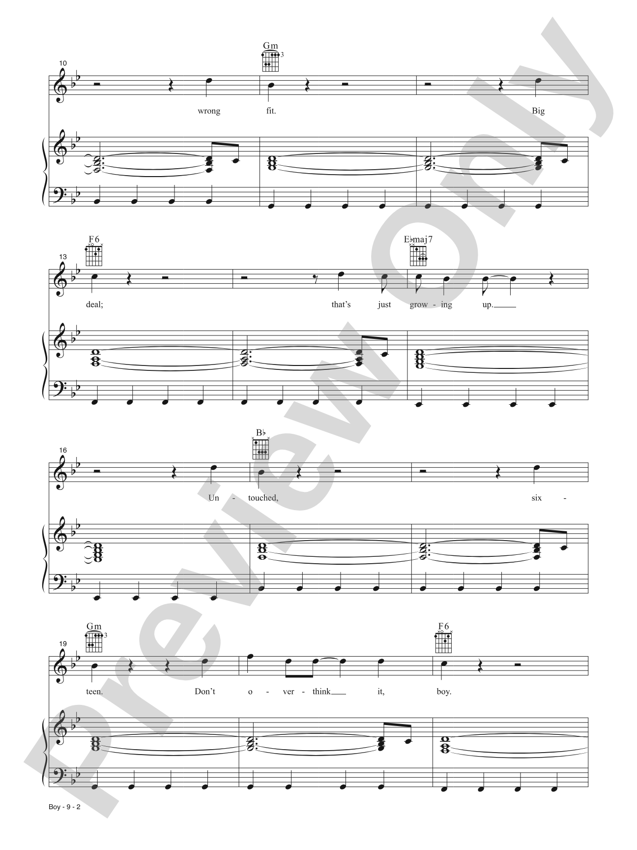 Boy: Piano/Vocal/Guitar