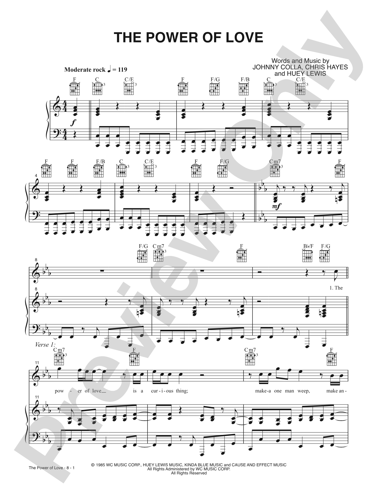 The Power of Love: Piano/Vocal/Guitar